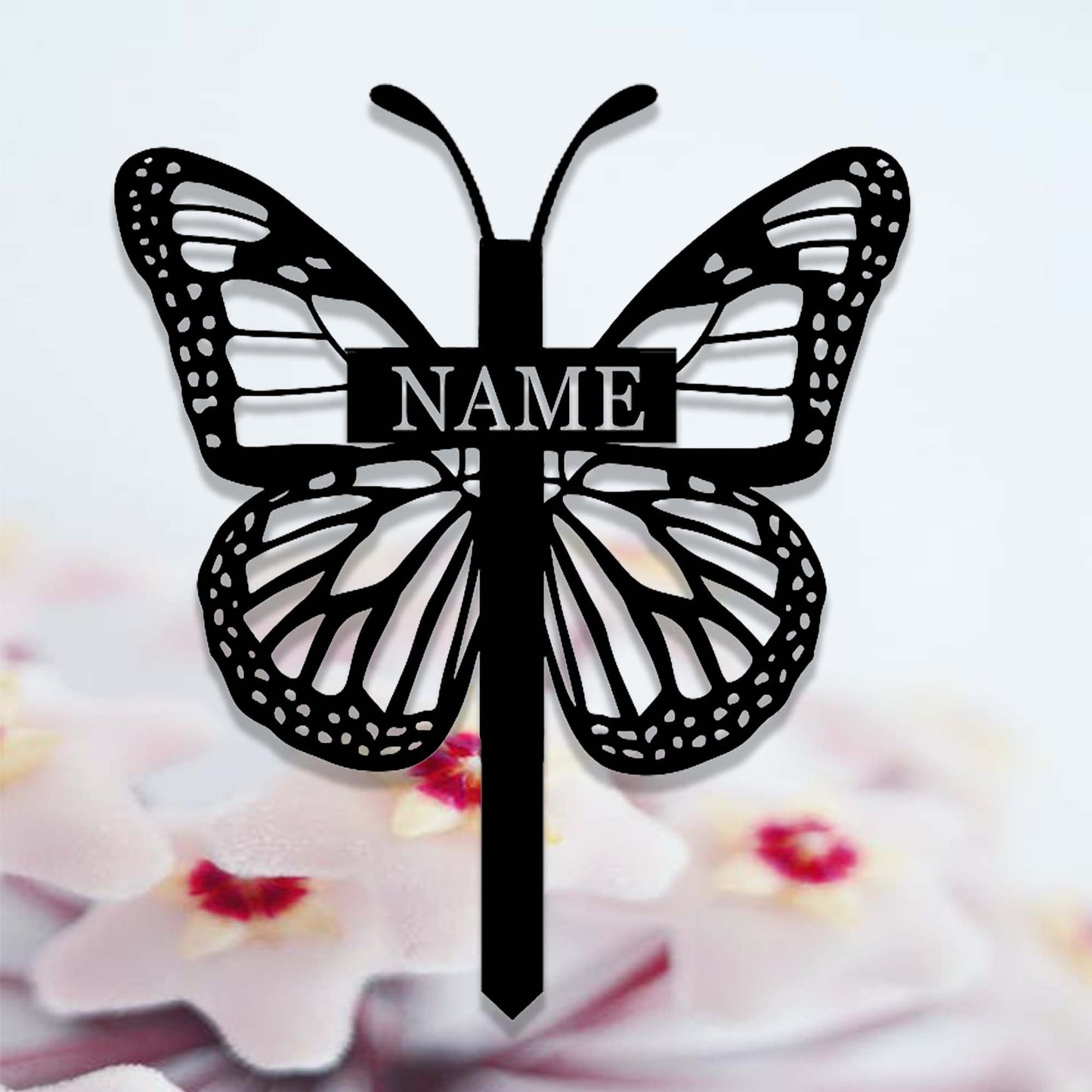 Custom Butterfly Cross Memorial Garden Stake,Personalized Grave Marker,Cemetery,Metal Memorial Cross,Yard Stake,Butterfly Cross Garden Decor