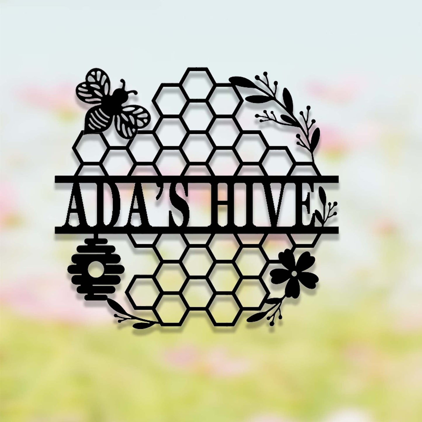 Custom Bee Farm Sign,Personalized Honeycomb Sign,Apiary Hive Sign,Honey Bee Metal Wall Art,Honey Bee Garden Decor,Gardener Bee Keeper Gift