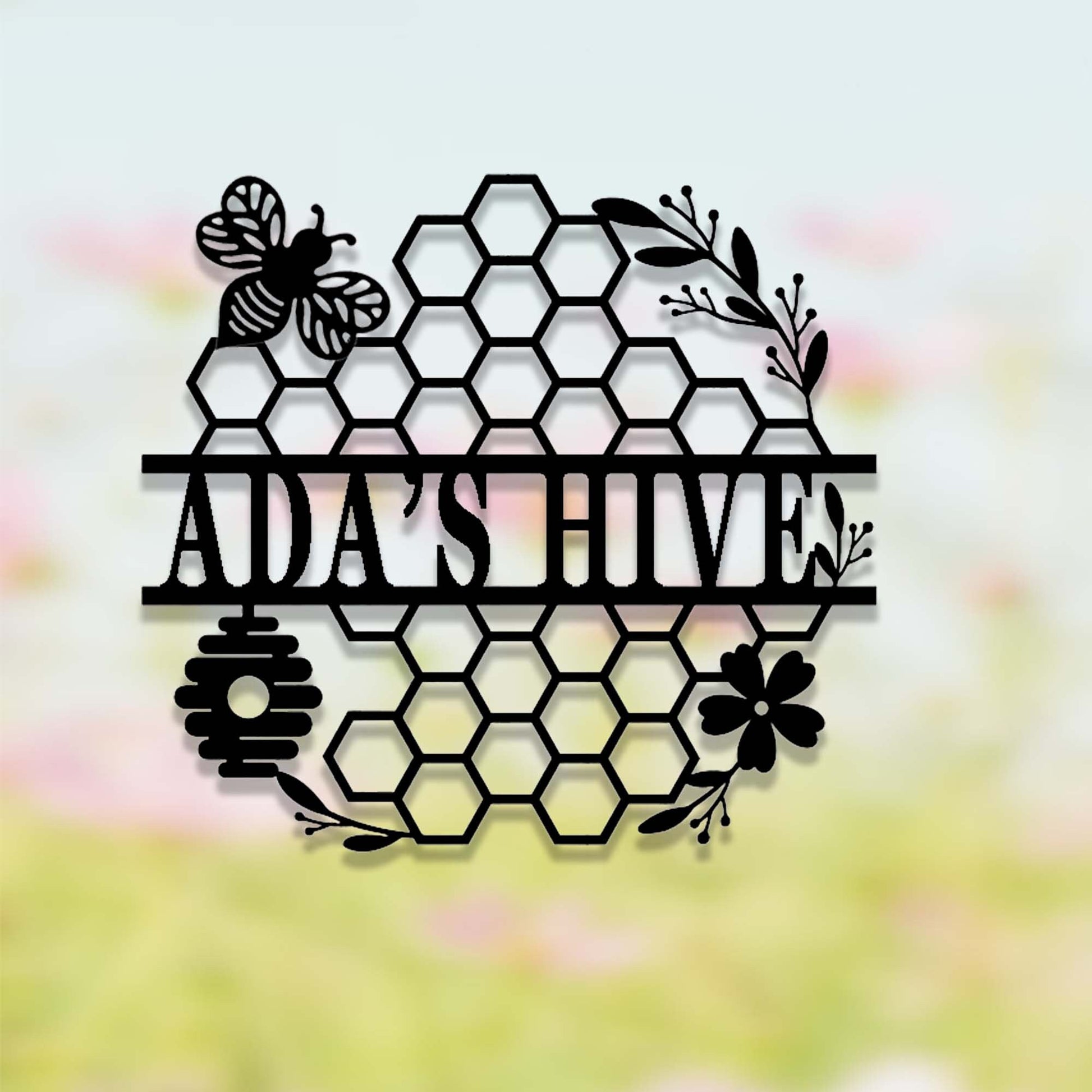 Custom Bee Farm Sign,Personalized Honeycomb Sign,Apiary Hive Sign,Honey Bee Metal Wall Art,Honey Bee Garden Decor,Gardener Bee Keeper Gift