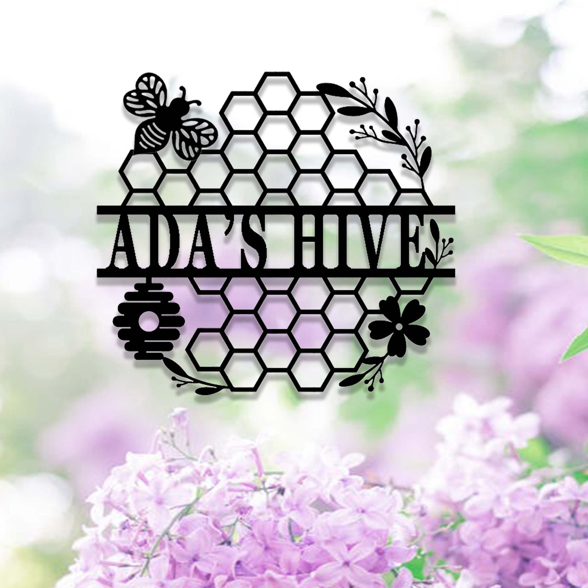 Custom Bee Farm Sign,Personalized Honeycomb Sign,Apiary Hive Sign,Honey Bee Metal Wall Art,Honey Bee Garden Decor,Gardener Bee Keeper Gift