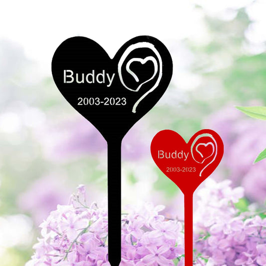 Custom Pet Memorial Garden Stake,Personalized Grave Marker Stake,Pet Cat Dog Memorial Metal Sign,Yard Stake,Outdoor Heart Garden Yard Decor
