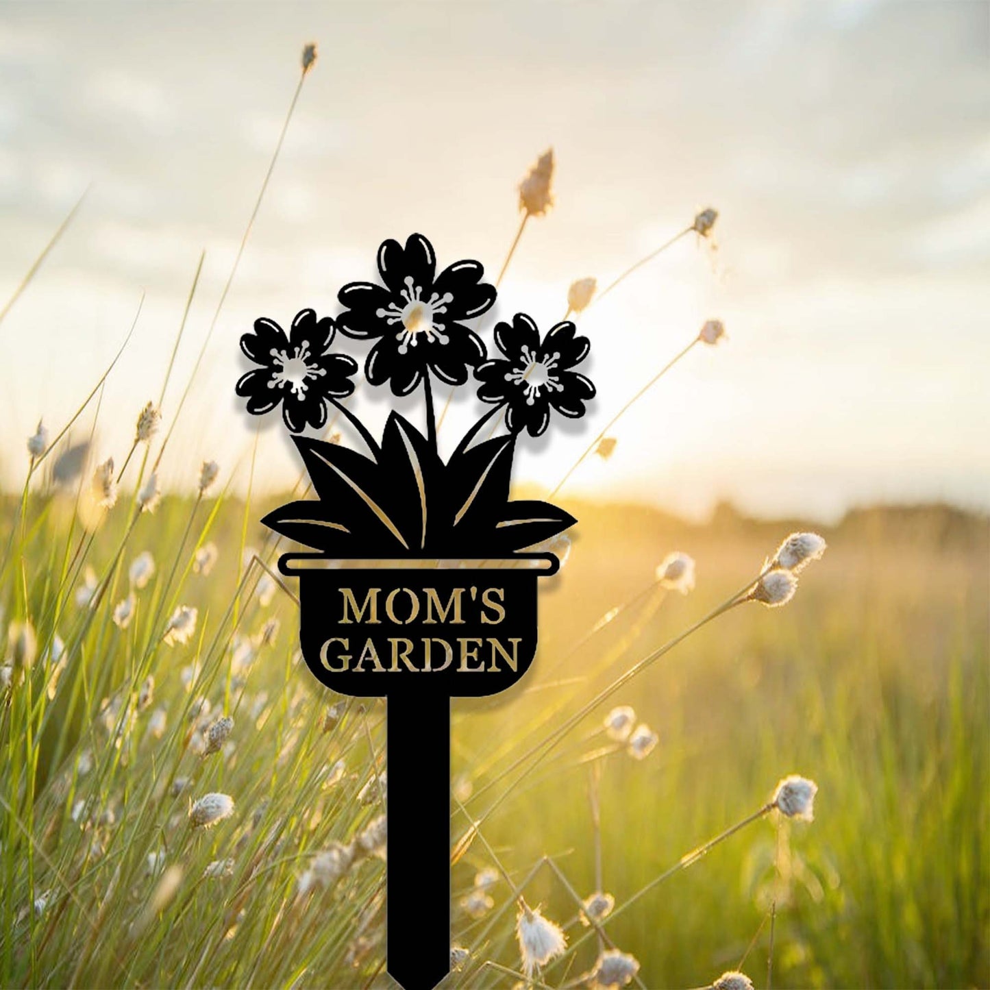 Custom Flowers Garden Stake,Metal Garden Sign,Personalized Gardener Name Stake,Outdoor Garden Decor,Floral Yard Stake,Florists Gift