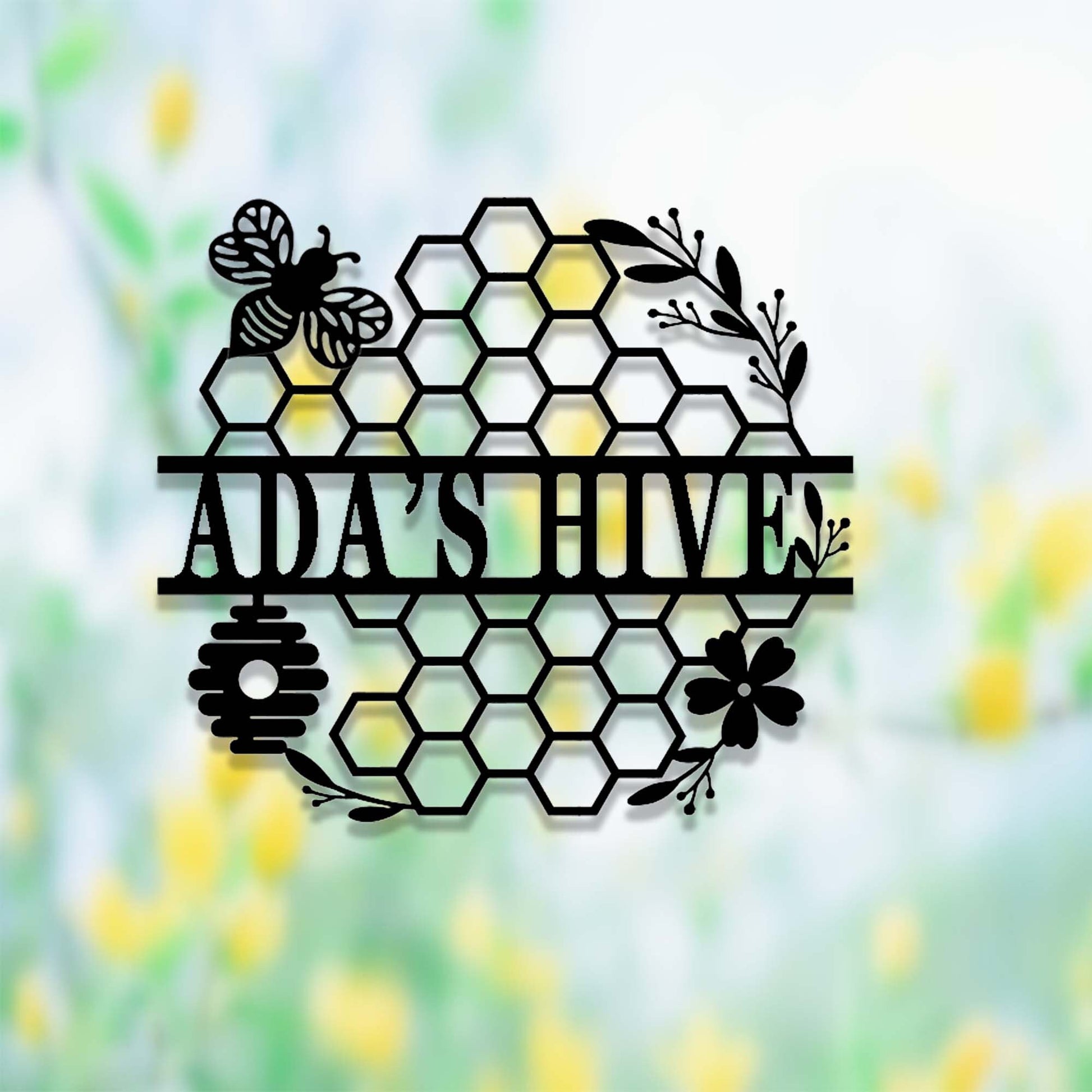 Custom Bee Farm Sign,Personalized Honeycomb Sign,Apiary Hive Sign,Honey Bee Metal Wall Art,Honey Bee Garden Decor,Gardener Bee Keeper Gift