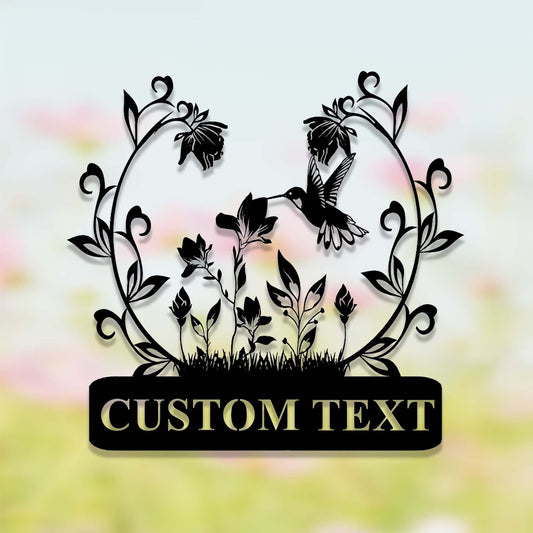 Personalized Gardening Gift,Custom Hummingbird Flower Garden Sign,Floral Hummingbird Garden Decor,Garden Wall Art,Florists Gift,Yard Sign