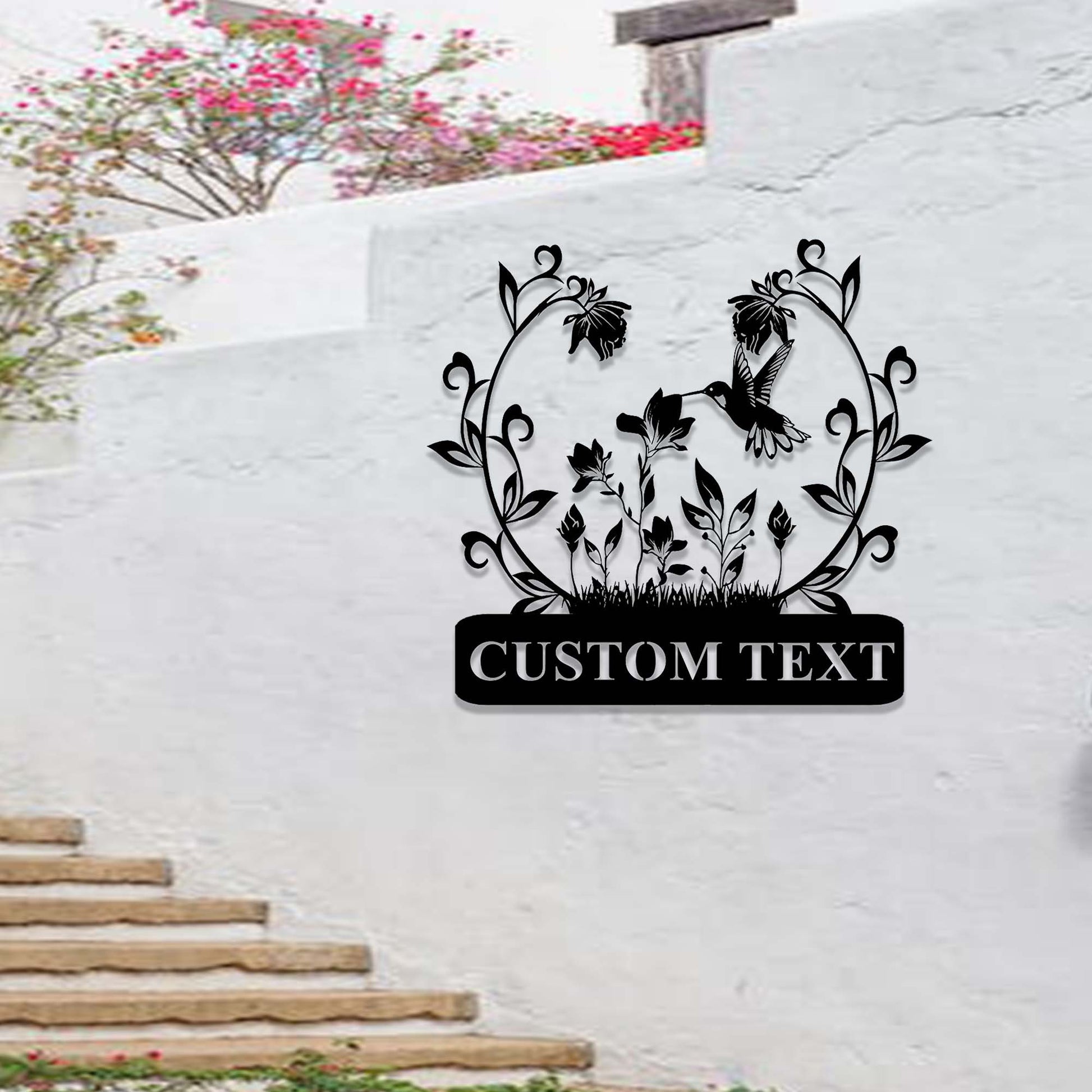Personalized Gardening Gift,Custom Hummingbird Flower Garden Sign,Floral Hummingbird Garden Decor,Garden Wall Art,Florists Gift,Yard Sign