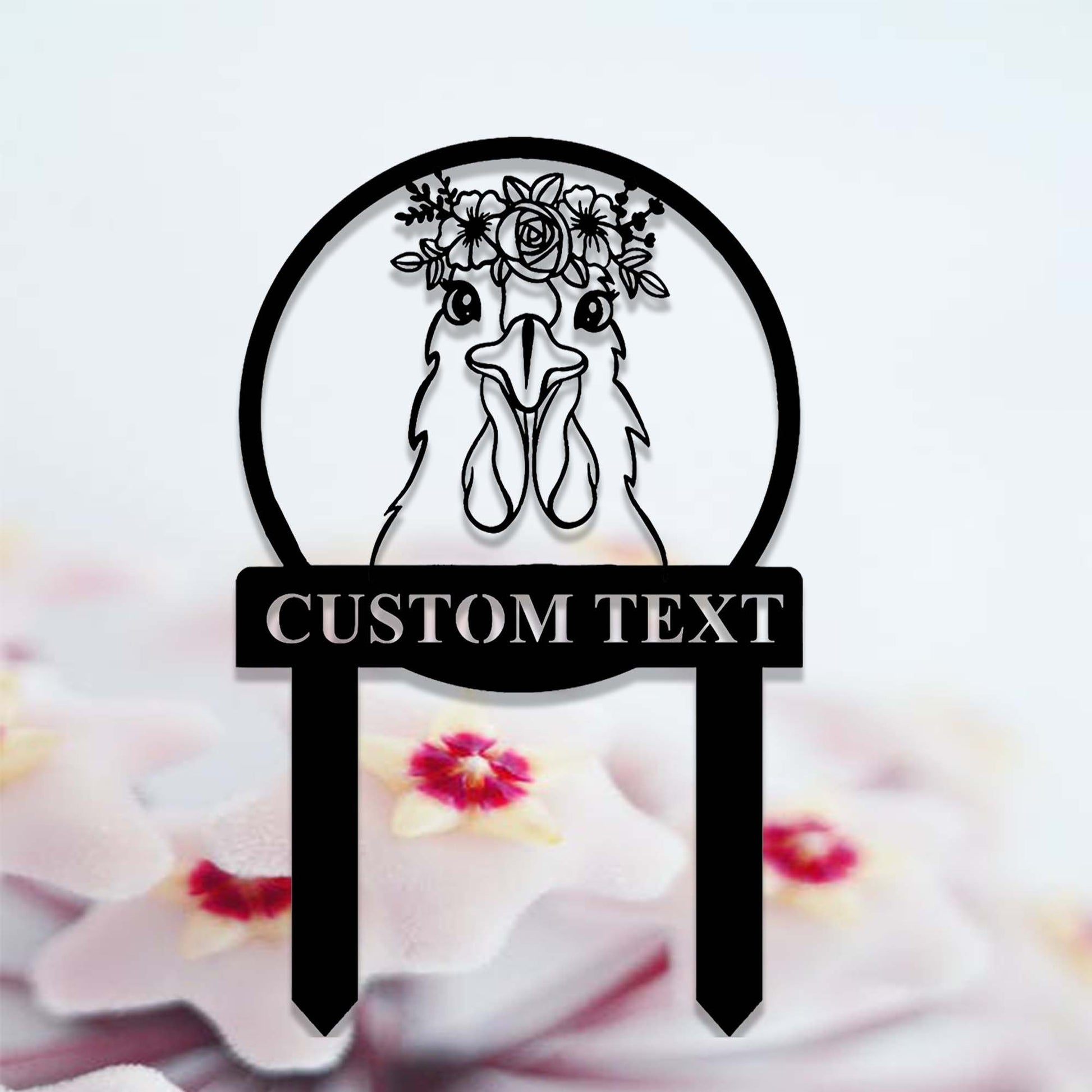 Custom Floral Chicken Garden Stake,Chicken Memorial Stake,Personalized Chicken Metal Yard Stake,Chicken Garden Decor,Chicken Garden Marker