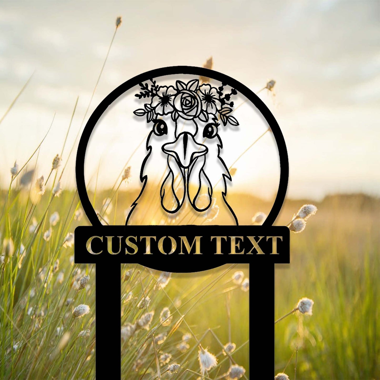 Custom Floral Chicken Garden Stake,Chicken Memorial Stake,Personalized Chicken Metal Yard Stake,Chicken Garden Decor,Chicken Garden Marker