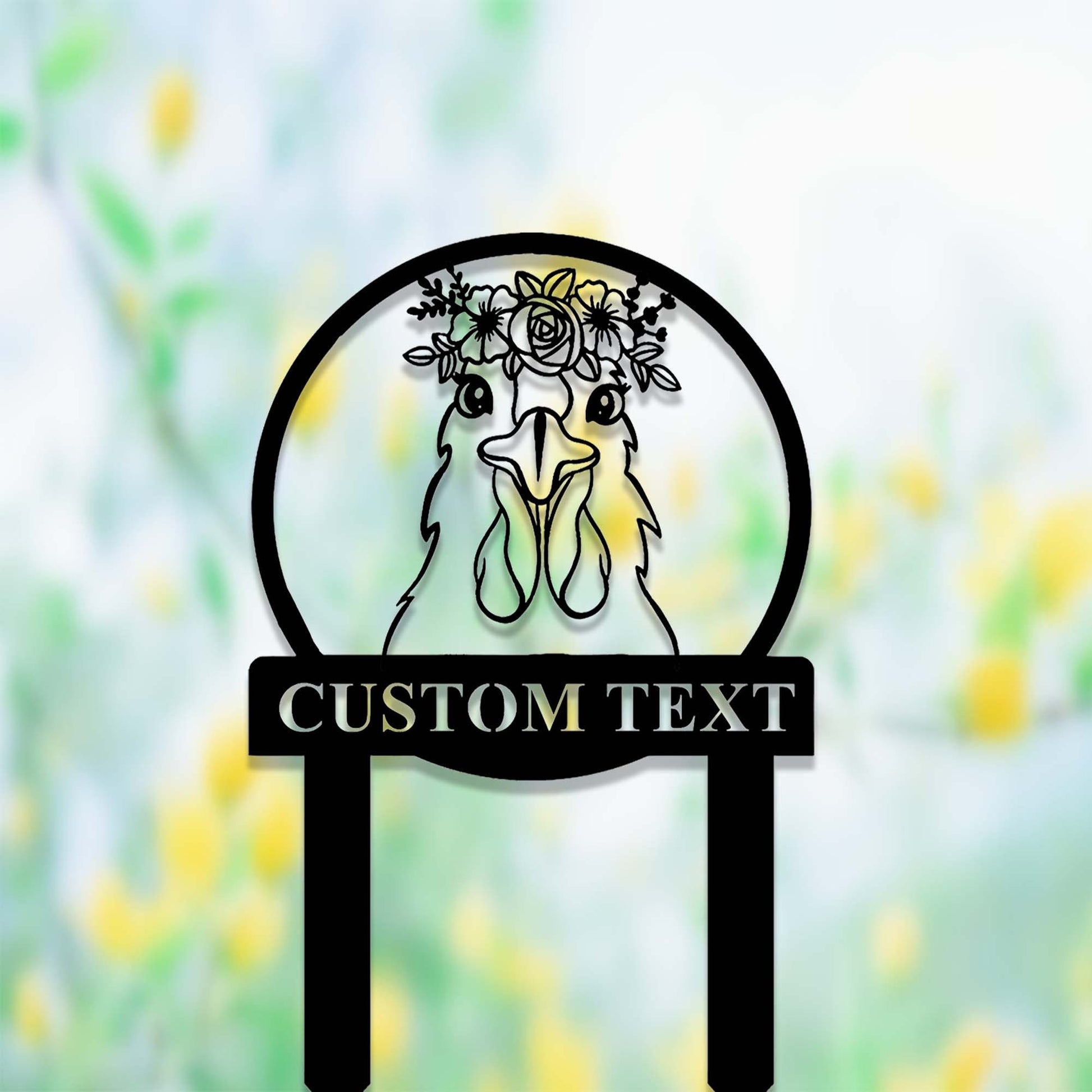 Custom Floral Chicken Garden Stake,Chicken Memorial Stake,Personalized Chicken Metal Yard Stake,Chicken Garden Decor,Chicken Garden Marker