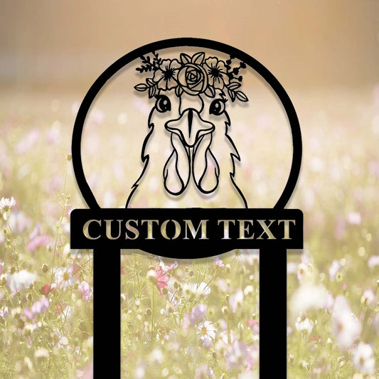Custom Floral Chicken Garden Stake,Chicken Memorial Stake,Personalized Chicken Metal Yard Stake,Chicken Garden Decor,Chicken Garden Marker