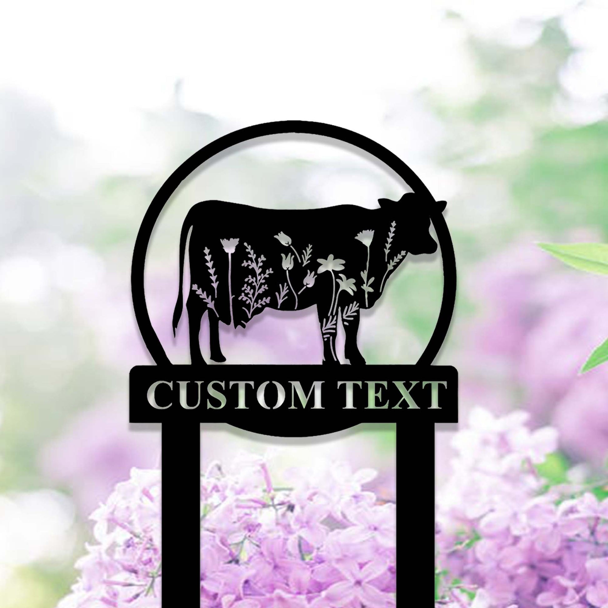 Custom Floral Cow Garden Stake,Cow Memorial Stake,Personalized Cow Metal Yard Stake,Cow Potted Plant Stake,Cow Farm Ranch Farmhouse Decor