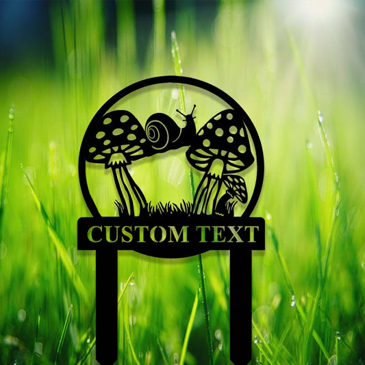 Custom Snail Garden Stake,Metal Snail Mushroom Garden Sign,Personalized Gardener Name Stake,Outdoor Garden Decor,Yard Stake,Florists Gift
