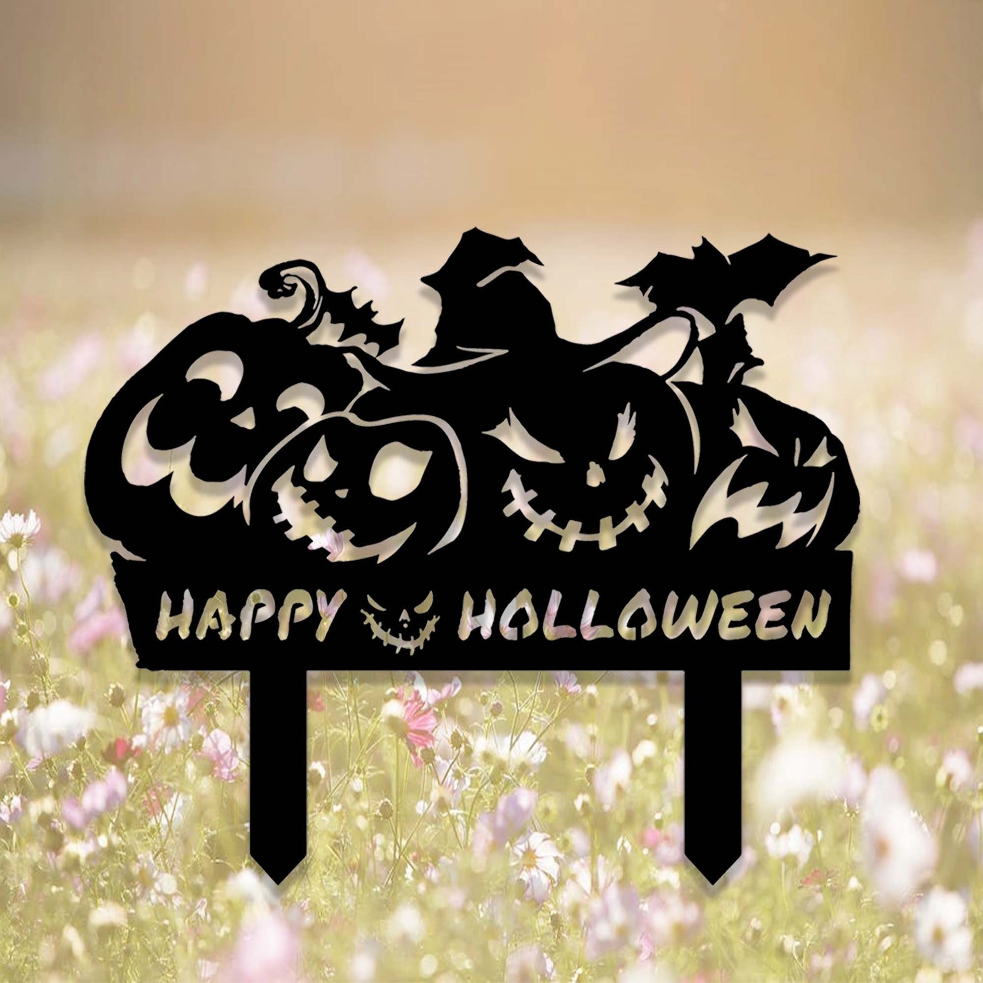 Custom Pumpkin Halloween Yard Stake,Metal Happy Halloween Garden Stake,Outdoor Halloween Pumpkin Yard Decor,Spooky Gift,Halloween Decor