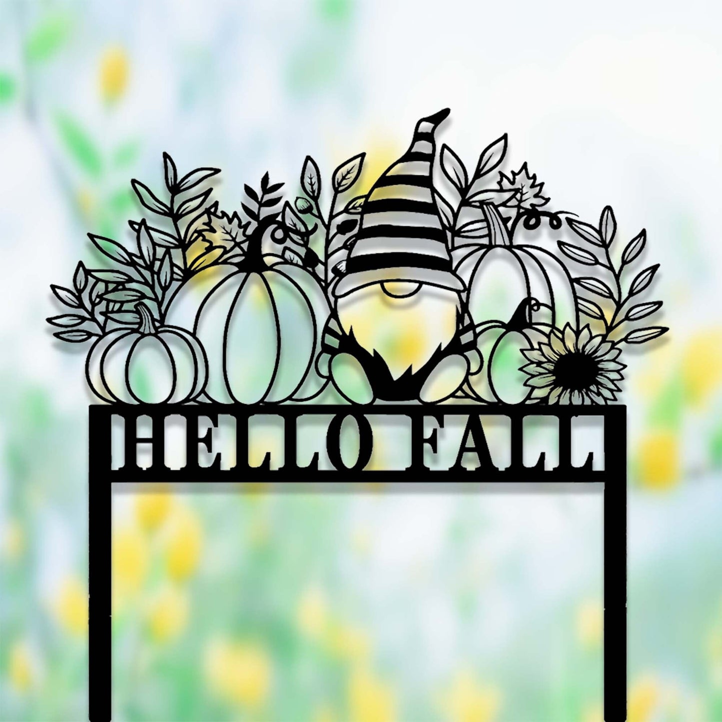 Custom Fall Gnome Stake,Metal Fall Gnome Garden Sign,Personalized Gardener Name Stake,Happy Fall SignGarden Decor,Autumn Gnome Pumpkin Stake