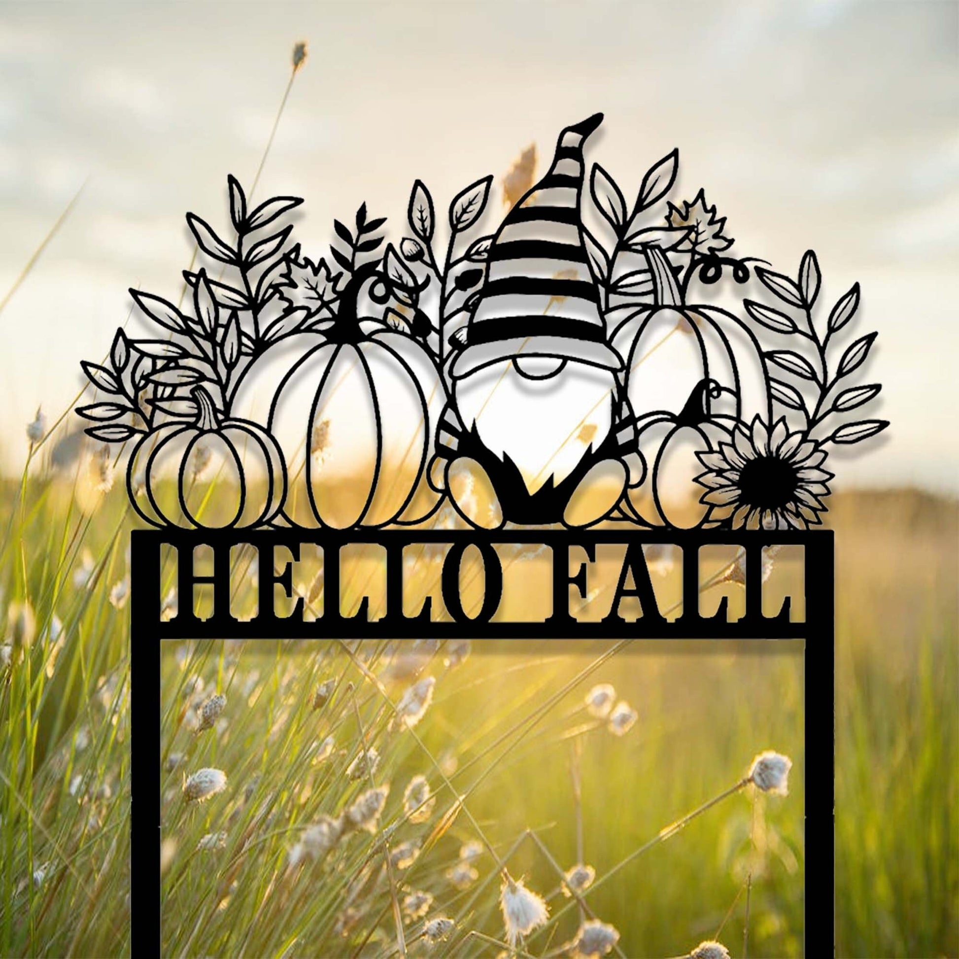 Custom Fall Gnome Stake,Metal Fall Gnome Garden Sign,Personalized Gardener Name Stake,Happy Fall SignGarden Decor,Autumn Gnome Pumpkin Stake