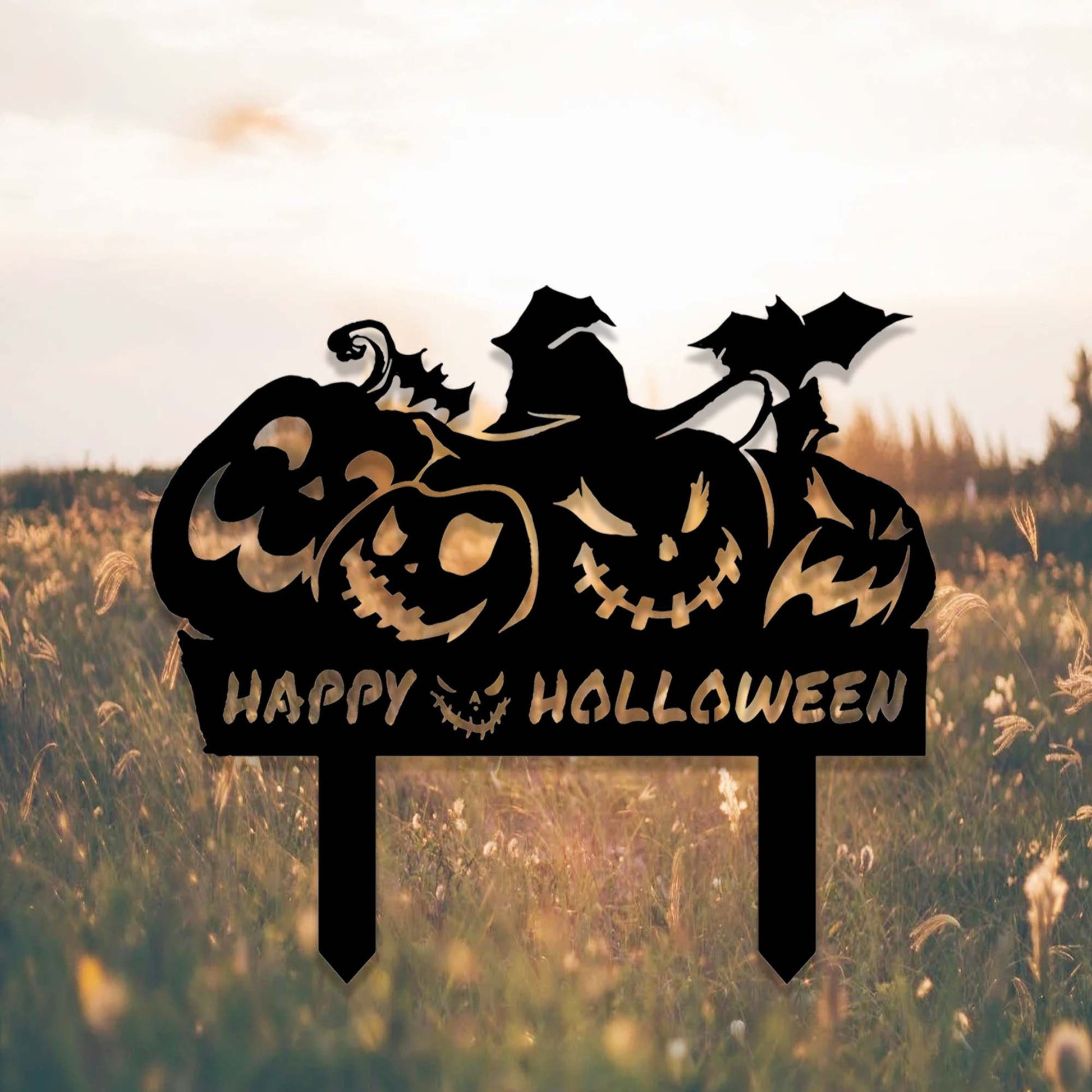 Custom Pumpkin Halloween Yard Stake,Metal Happy Halloween Garden Stake,Outdoor Halloween Pumpkin Yard Decor,Spooky Gift,Halloween Decor