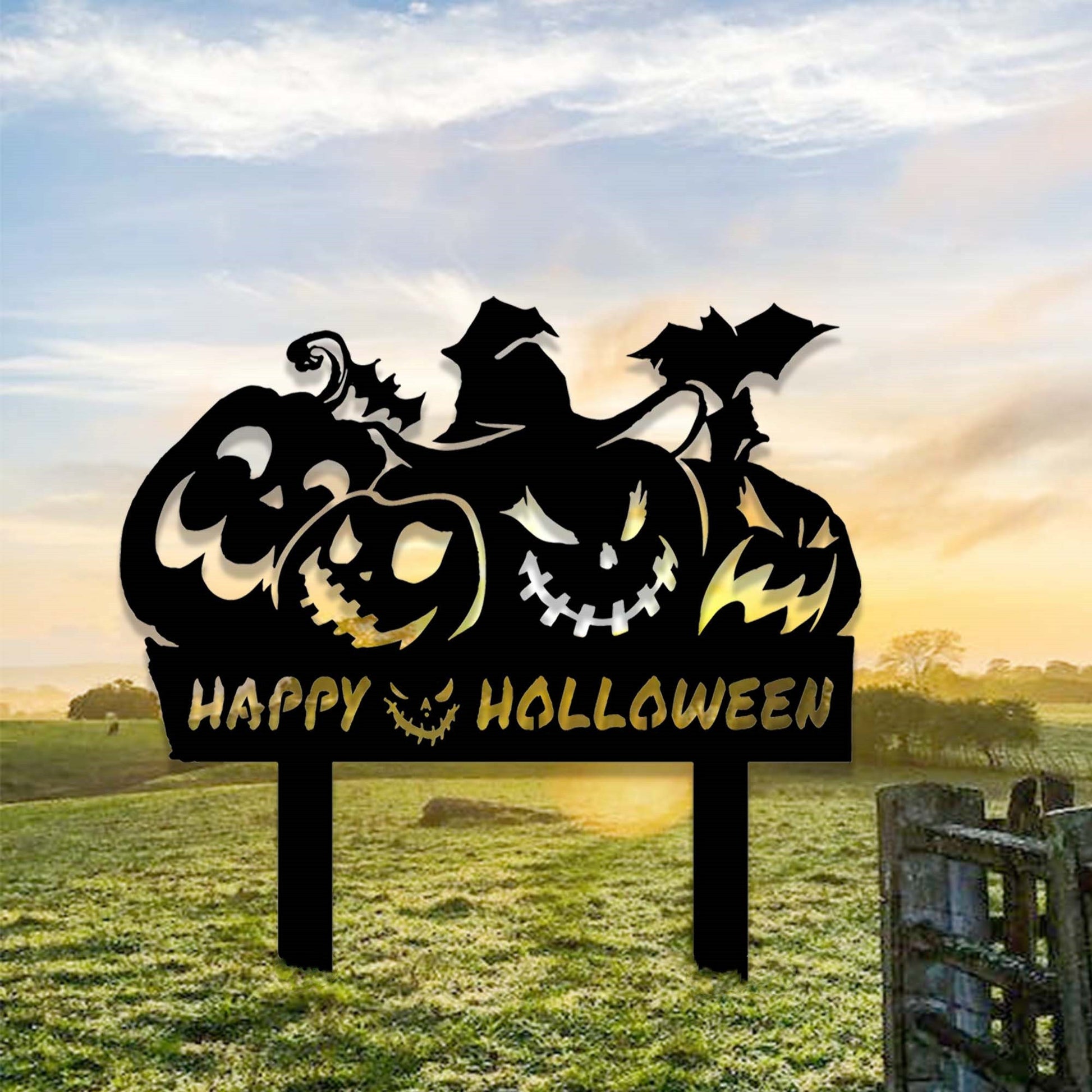 Custom Pumpkin Halloween Yard Stake,Metal Happy Halloween Garden Stake,Outdoor Halloween Pumpkin Yard Decor,Spooky Gift,Halloween Decor