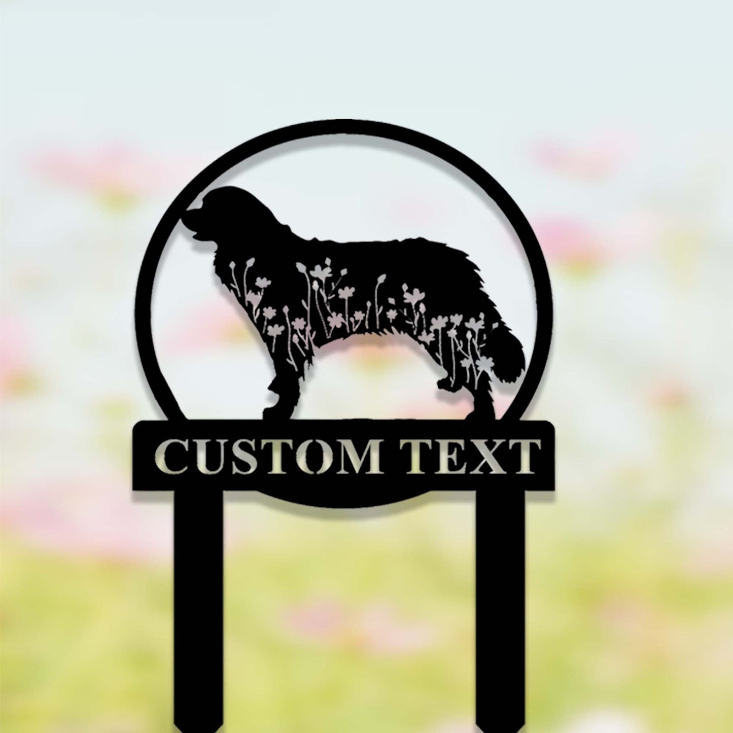 Custom Bernese Mountain Dog Metal Memorial Garden Stake,Personalized Bernese Mountain Dog Grave Marker,Floral Dog Yard Stake Garden Decor