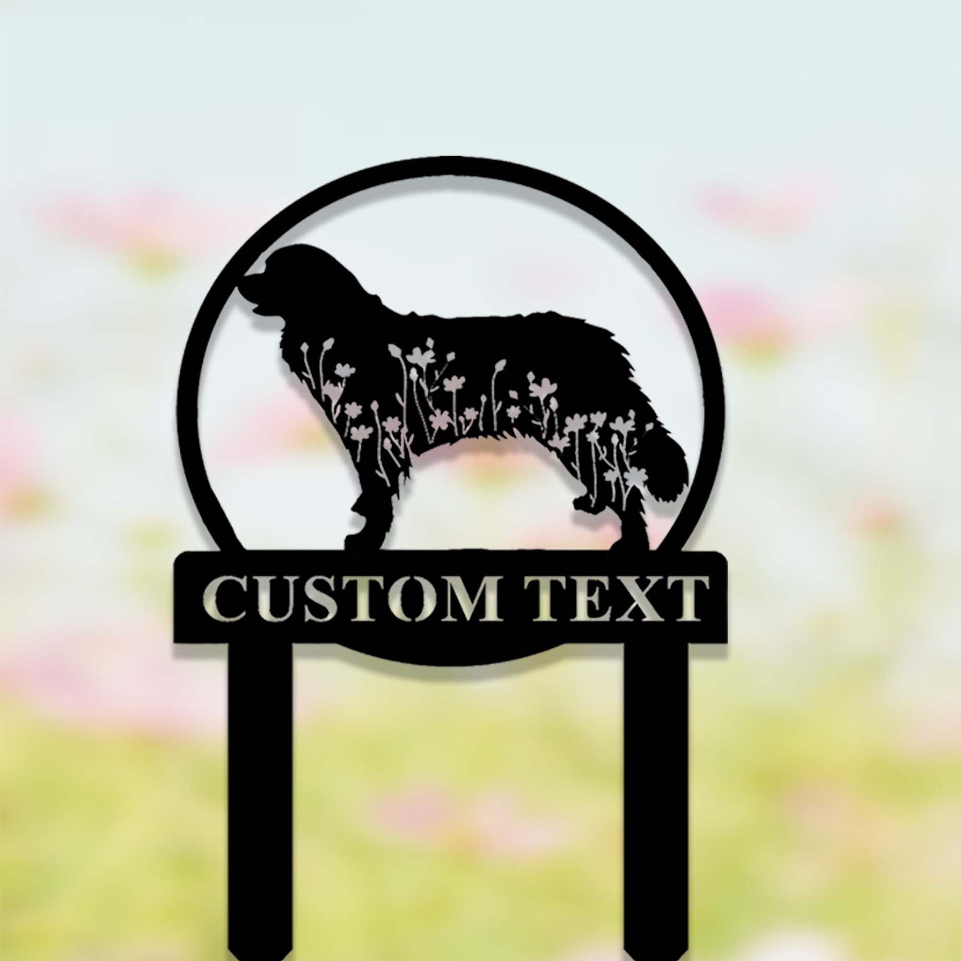 Custom Bernese Mountain Dog Metal Memorial Garden Stake,Personalized Bernese Mountain Dog Grave Marker,Floral Dog Yard Stake Garden Decor