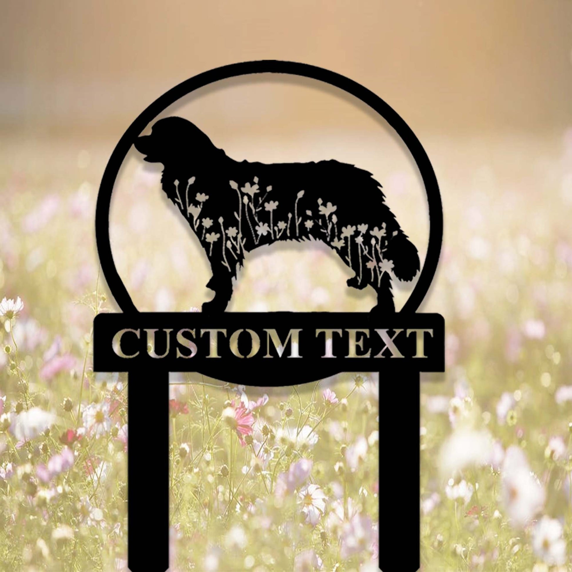Custom Bernese Mountain Dog Metal Memorial Garden Stake,Personalized Bernese Mountain Dog Grave Marker,Floral Dog Yard Stake Garden Decor