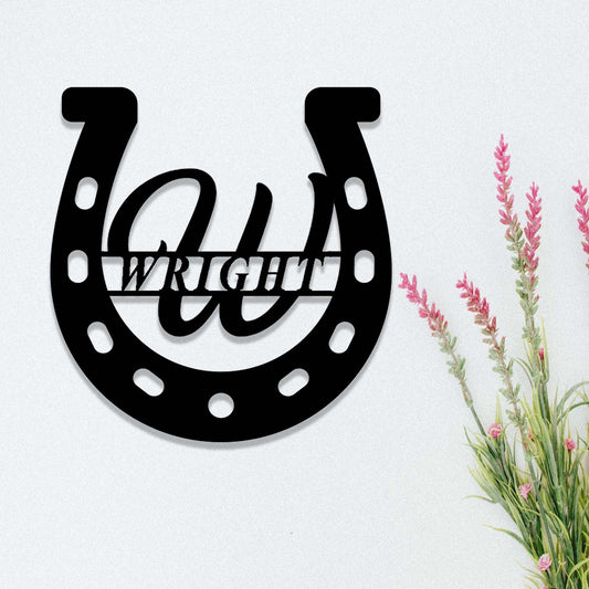 Custom Metal Horseshoe Sign,Horse Ranch Sign,Horse Barn Decor,Personalized Monogram Horseshoe Family Name Sign,Horse Stable Farm Sign Decor