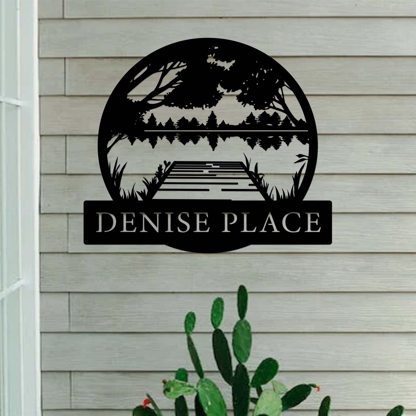 Custom Lake House Metal Sign,Personalized Lake House Name Sign,Dock on Lake Metal Wall Art,Boat Lake Beach House Decor,Cabin Lodge Sign