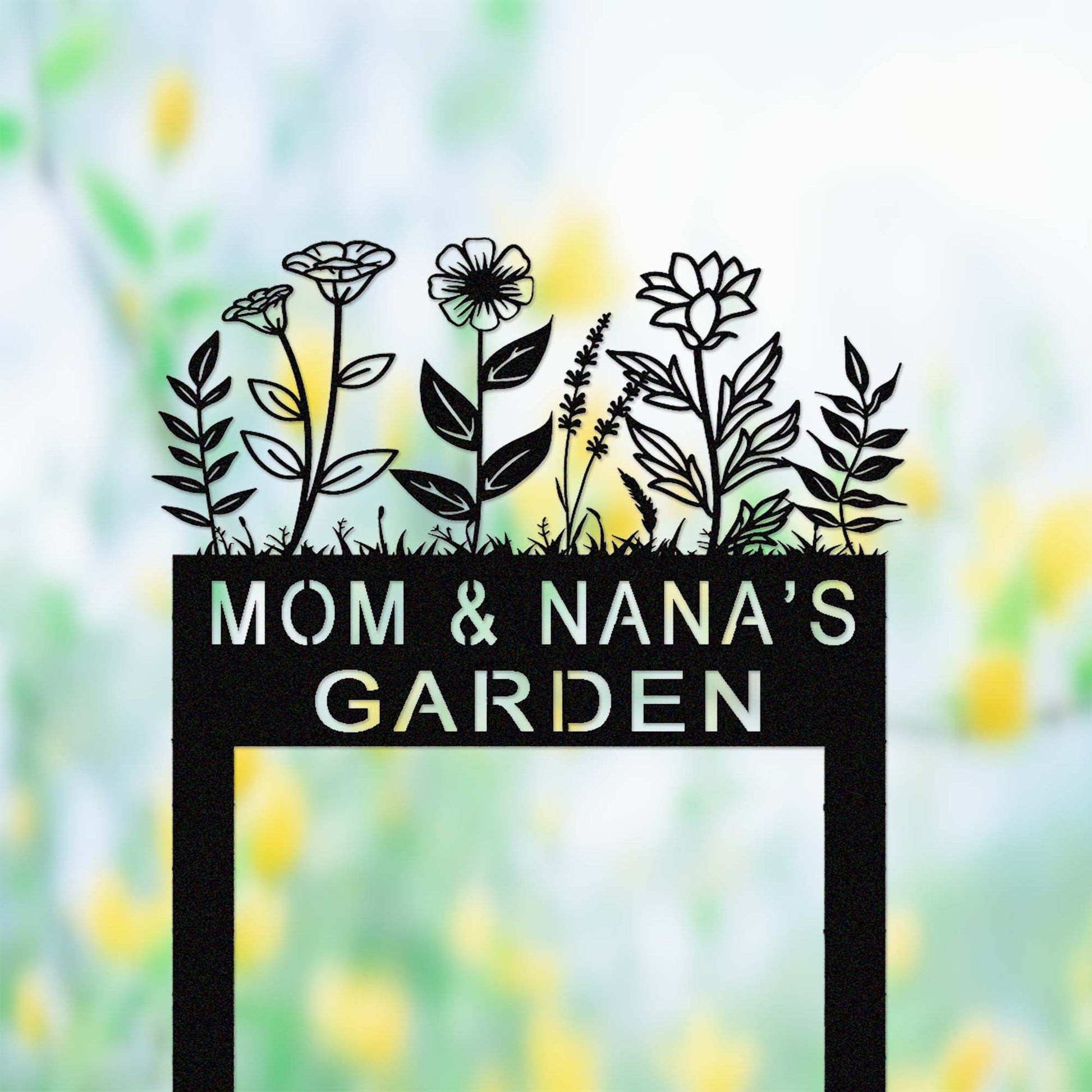 Custom Flowers Garden Stake,Metal Floral Garden Stake,Personalized Gardener Name Stake,Garden Decor,Flower Beds Garden Sign,Florists Gift