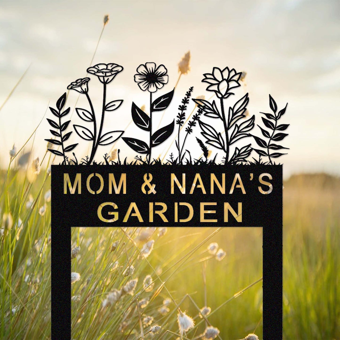 Custom Flowers Garden Stake,Metal Floral Garden Stake,Personalized Gardener Name Stake,Garden Decor,Flower Beds Garden Sign,Florists Gift