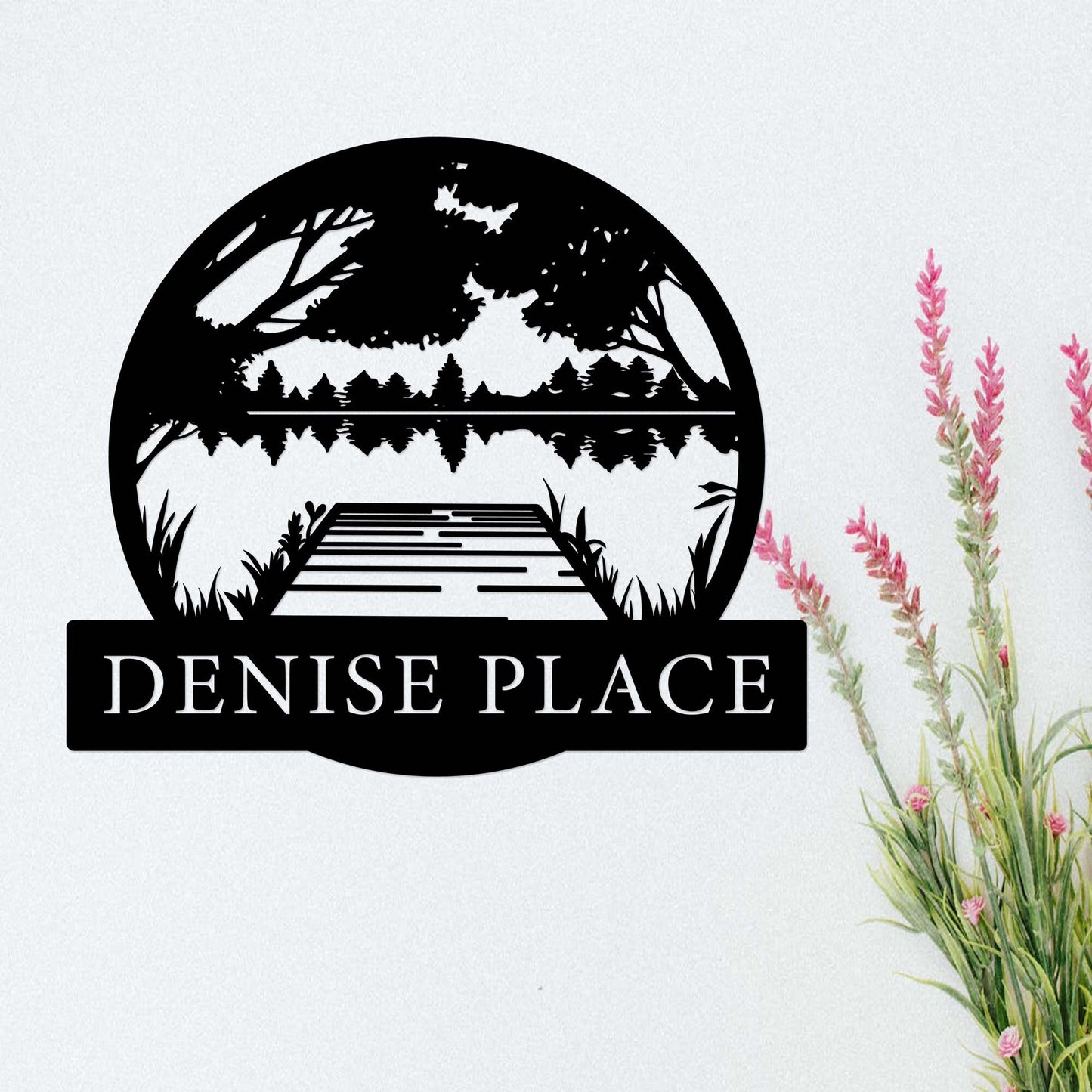 Custom Lake House Metal Sign,Personalized Lake House Name Sign,Dock on Lake Metal Wall Art,Boat Lake Beach House Decor,Cabin Lodge Sign