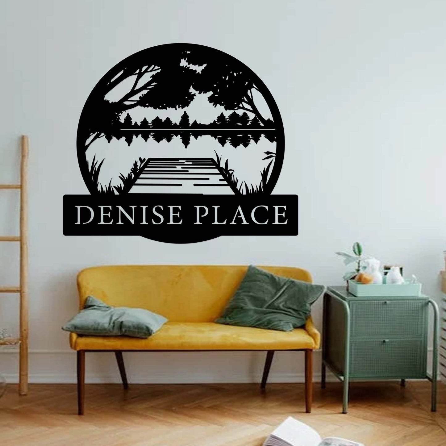 Custom Lake House Metal Sign,Personalized Lake House Name Sign,Dock on Lake Metal Wall Art,Boat Lake Beach House Decor,Cabin Lodge Sign