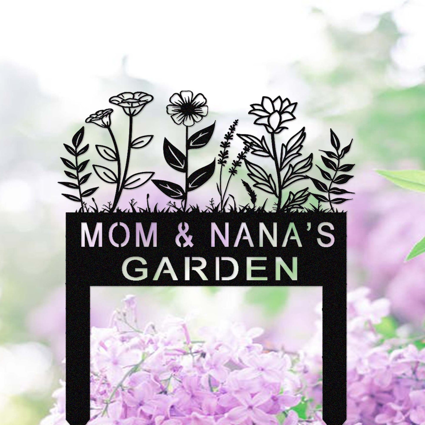 Custom Flowers Garden Stake,Metal Floral Garden Stake,Personalized Gardener Name Stake,Garden Decor,Flower Beds Garden Sign,Florists Gift