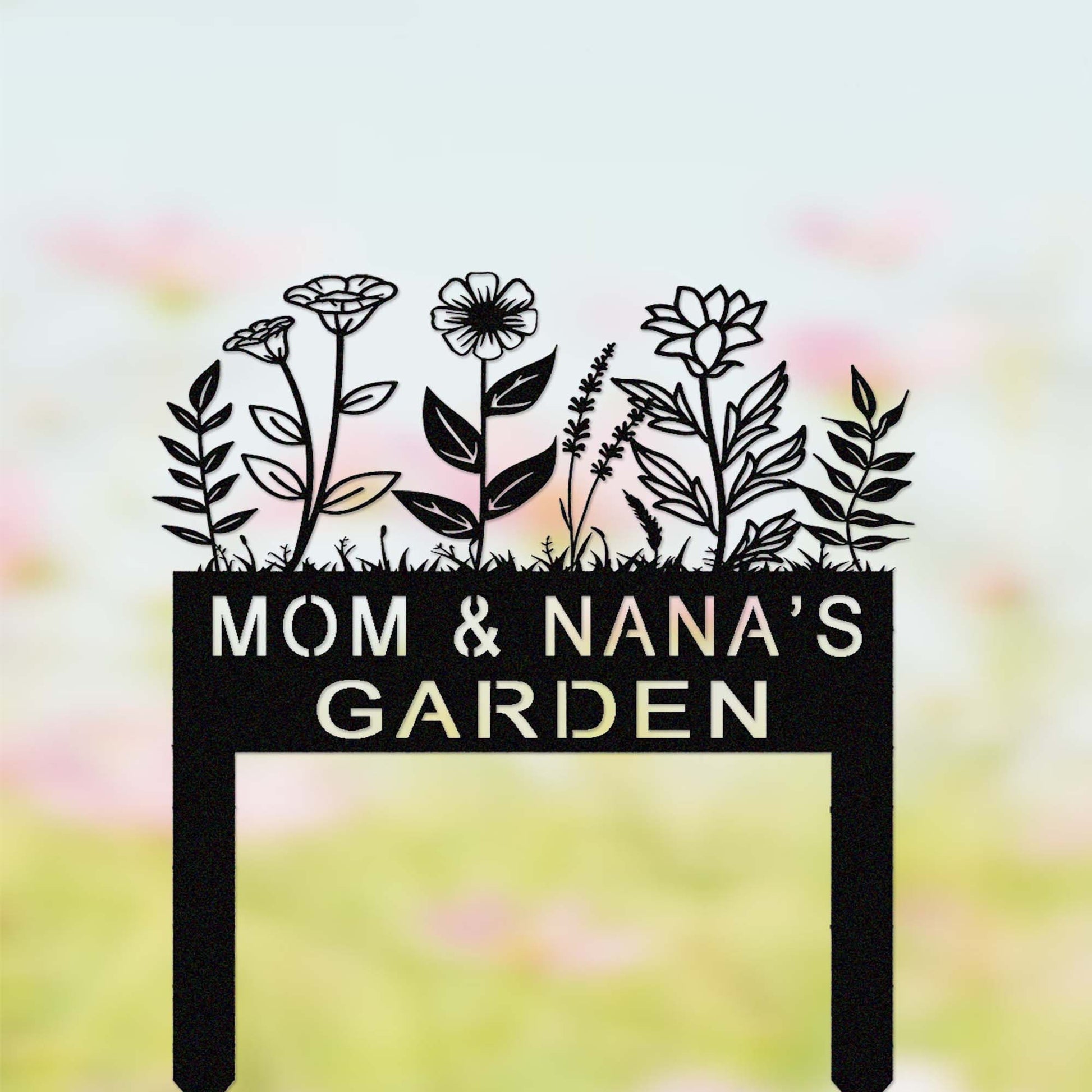 Custom Flowers Garden Stake,Metal Floral Garden Stake,Personalized Gardener Name Stake,Garden Decor,Flower Beds Garden Sign,Florists Gift