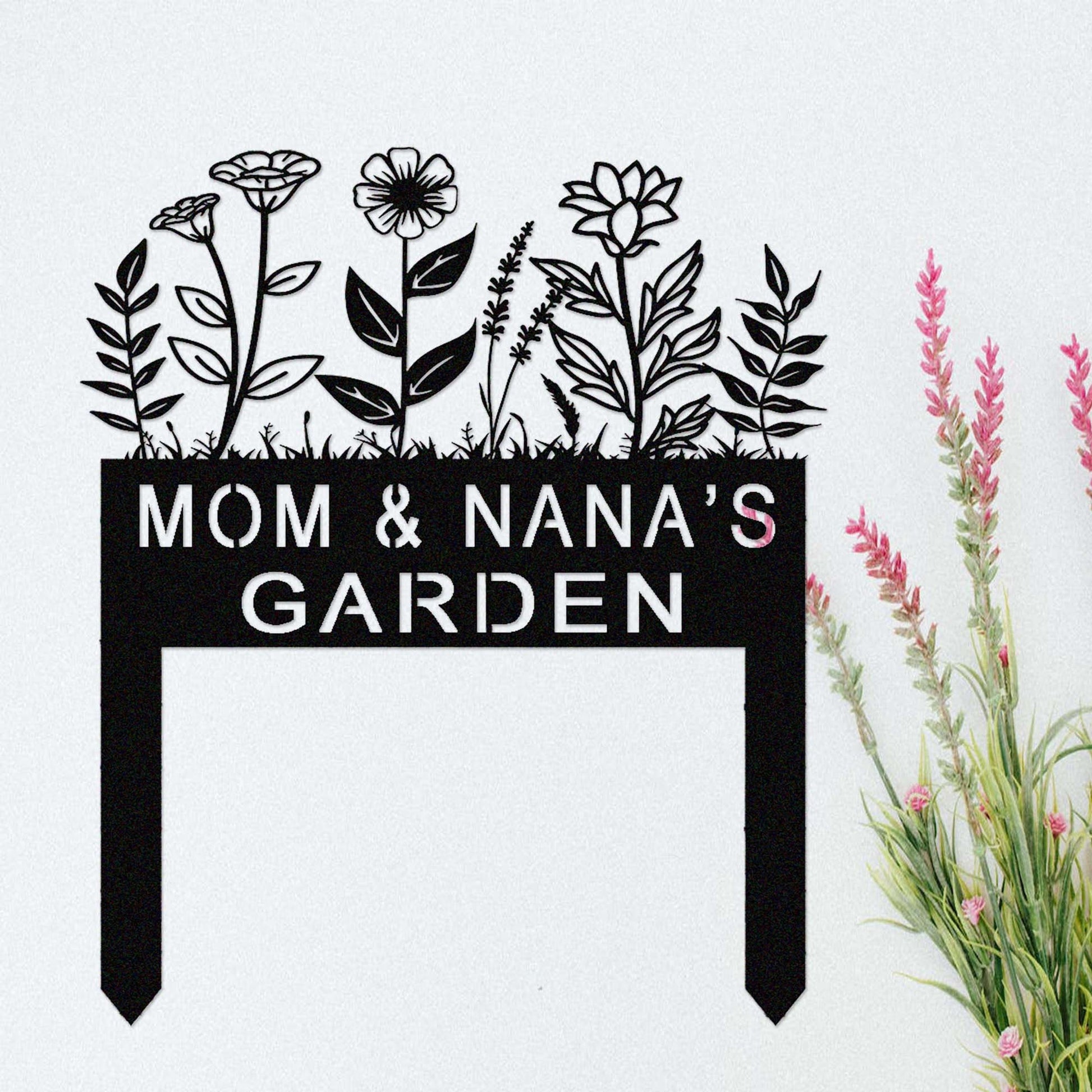Custom Flowers Garden Stake,Metal Floral Garden Stake,Personalized Gardener Name Stake,Garden Decor,Flower Beds Garden Sign,Florists Gift