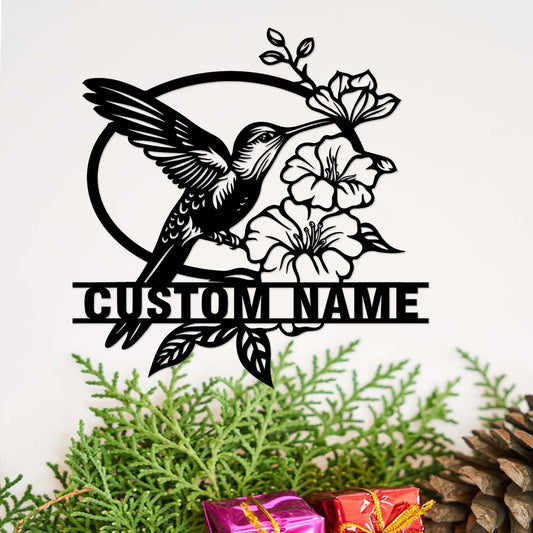 Custom Hummingbird Garden Sign,Personalized Hummingbird Sign,Hummingbird Garden Decor,Flower Hummingbird Garden Art,Florists Gift,Yard Sign