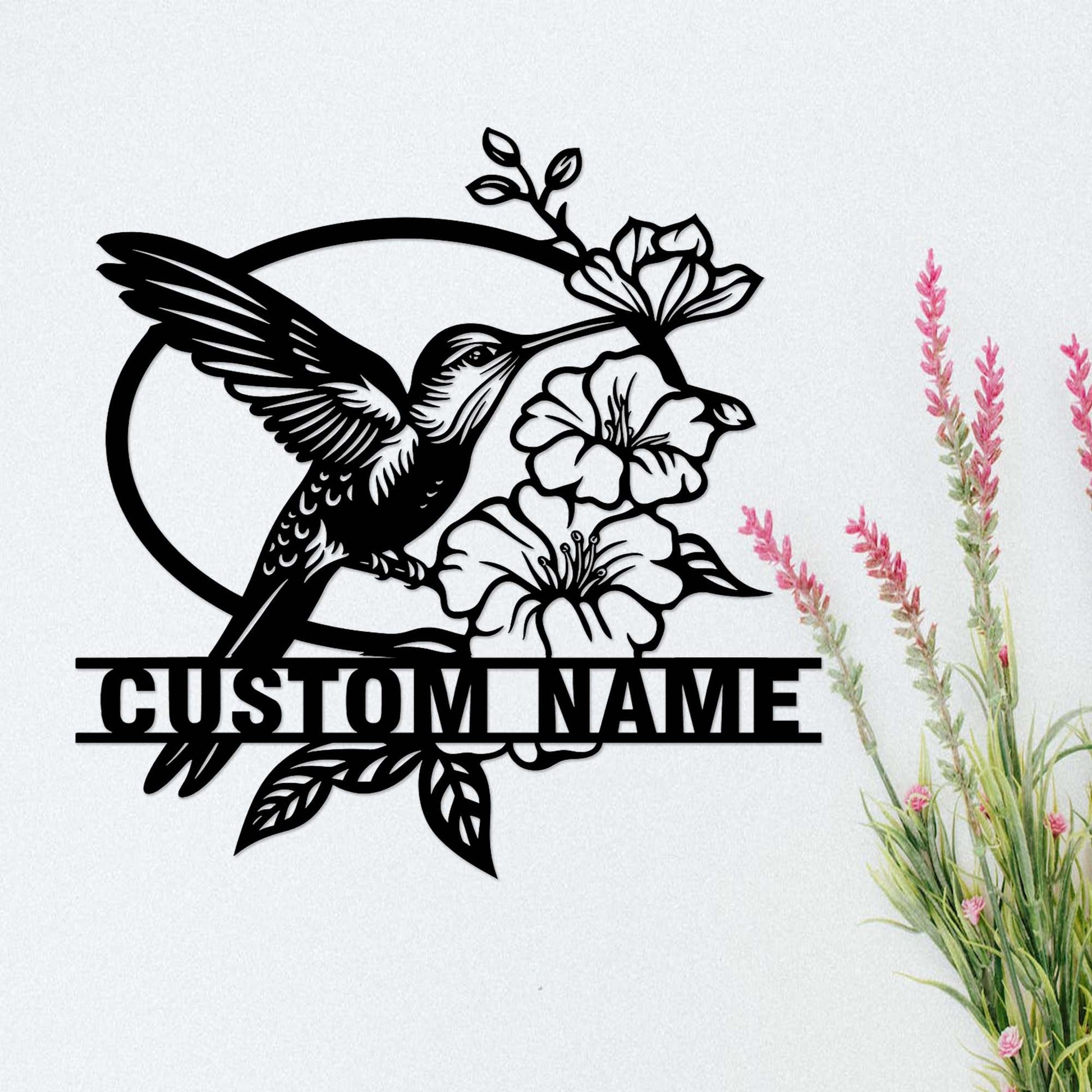 Custom Hummingbird Garden Sign,Personalized Hummingbird Sign,Hummingbird Garden Decor,Flower Hummingbird Garden Art,Florists Gift,Yard Sign