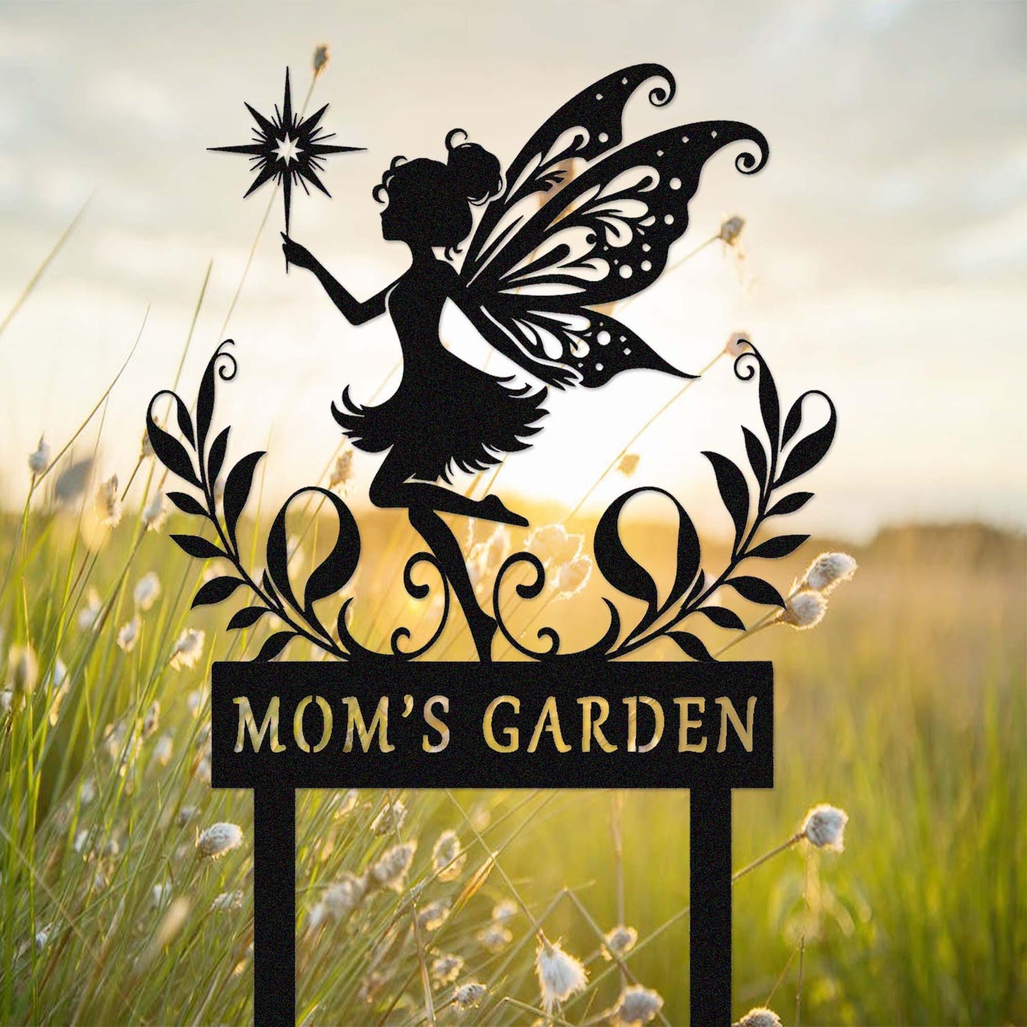 Custom Fairy Garden Sign with Stake,Metal Fairy Garden Decor,Personalized Gardener Name Stake,Flower Beds Decor,Fairy Stake,Florists Gift