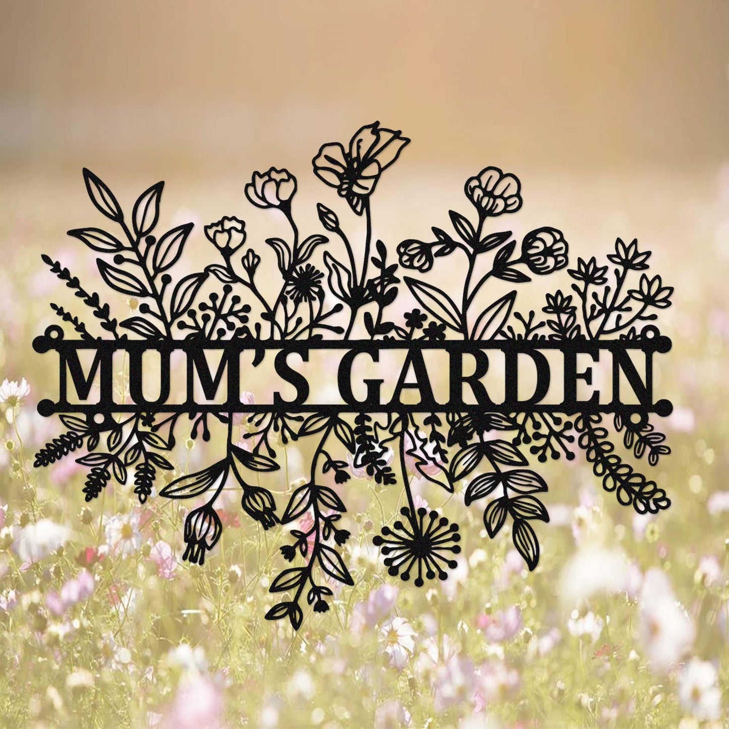 Custom Flower Garden Sign,Floral Garden Yard Decor,Wildflower Garden Wall Art,Florists Gift,Yard Sign,Personalized Gardening Sign Gift