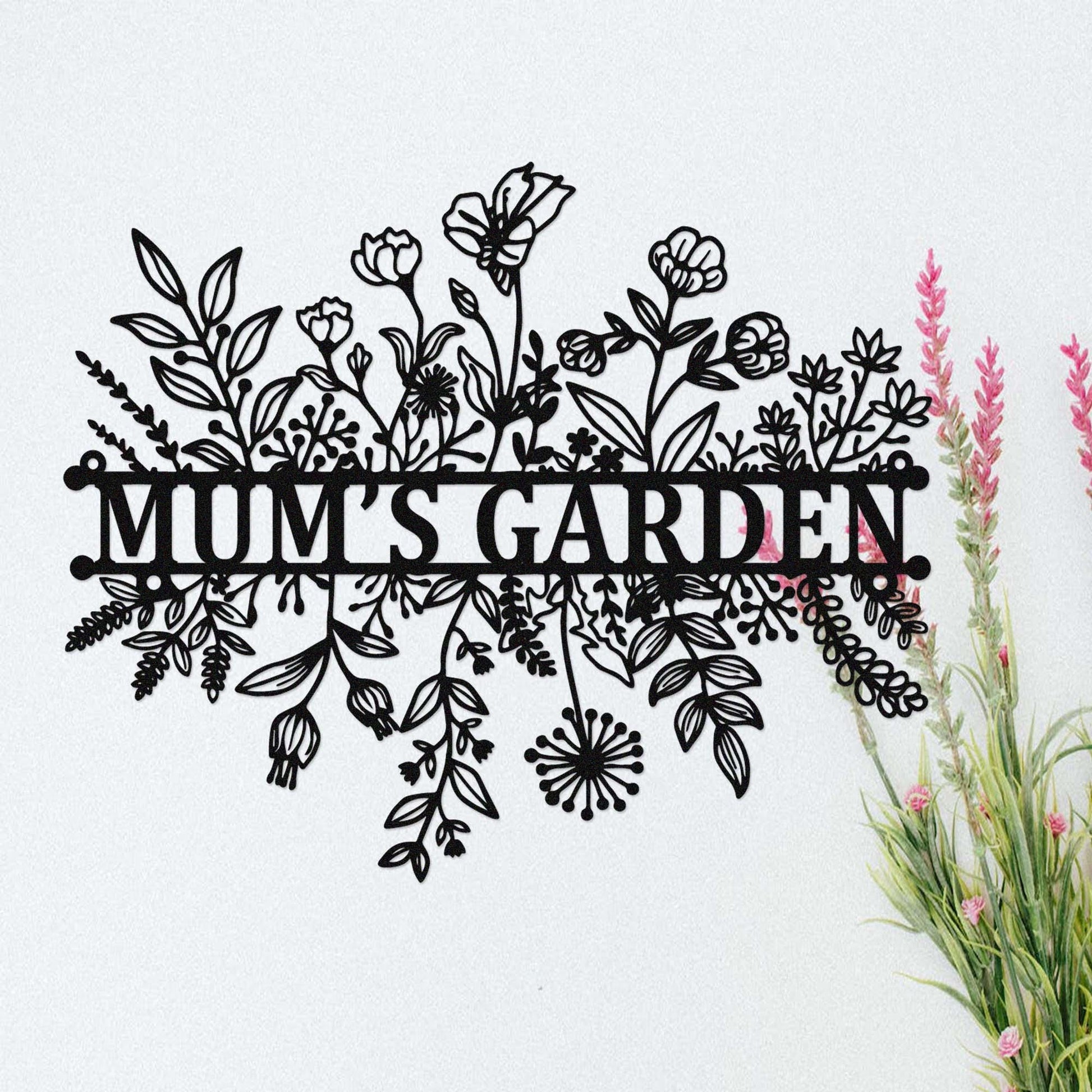 Custom Flower Garden Sign,Floral Garden Yard Decor,Wildflower Garden Wall Art,Florists Gift,Yard Sign,Personalized Gardening Sign Gift