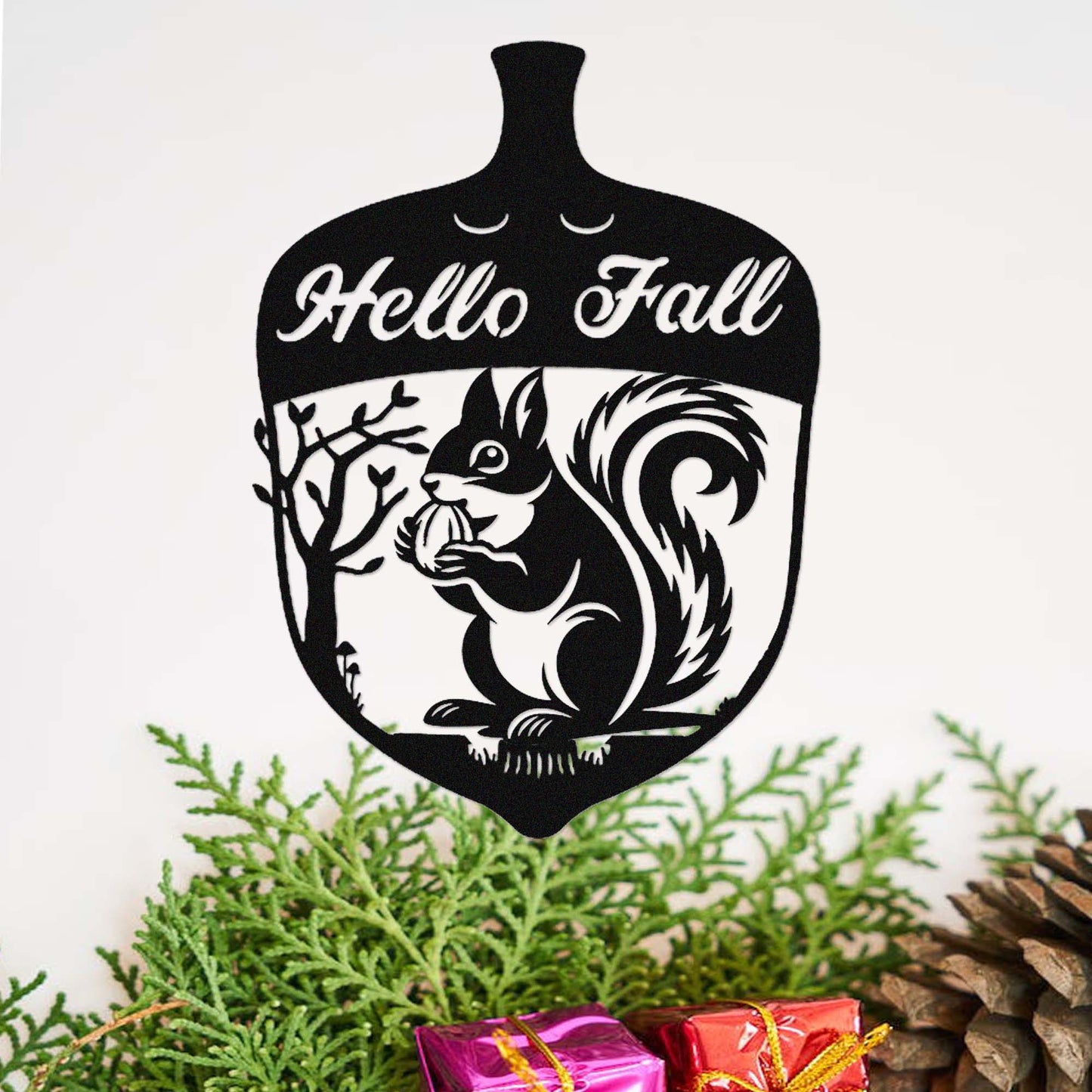 Custom Squirrel Metal Sign,Squirrel House Sign,Personalized Cute Squirrel Sign,Squirrel Door Hanger,Nut House Sign,Happy Fall Sign Decor