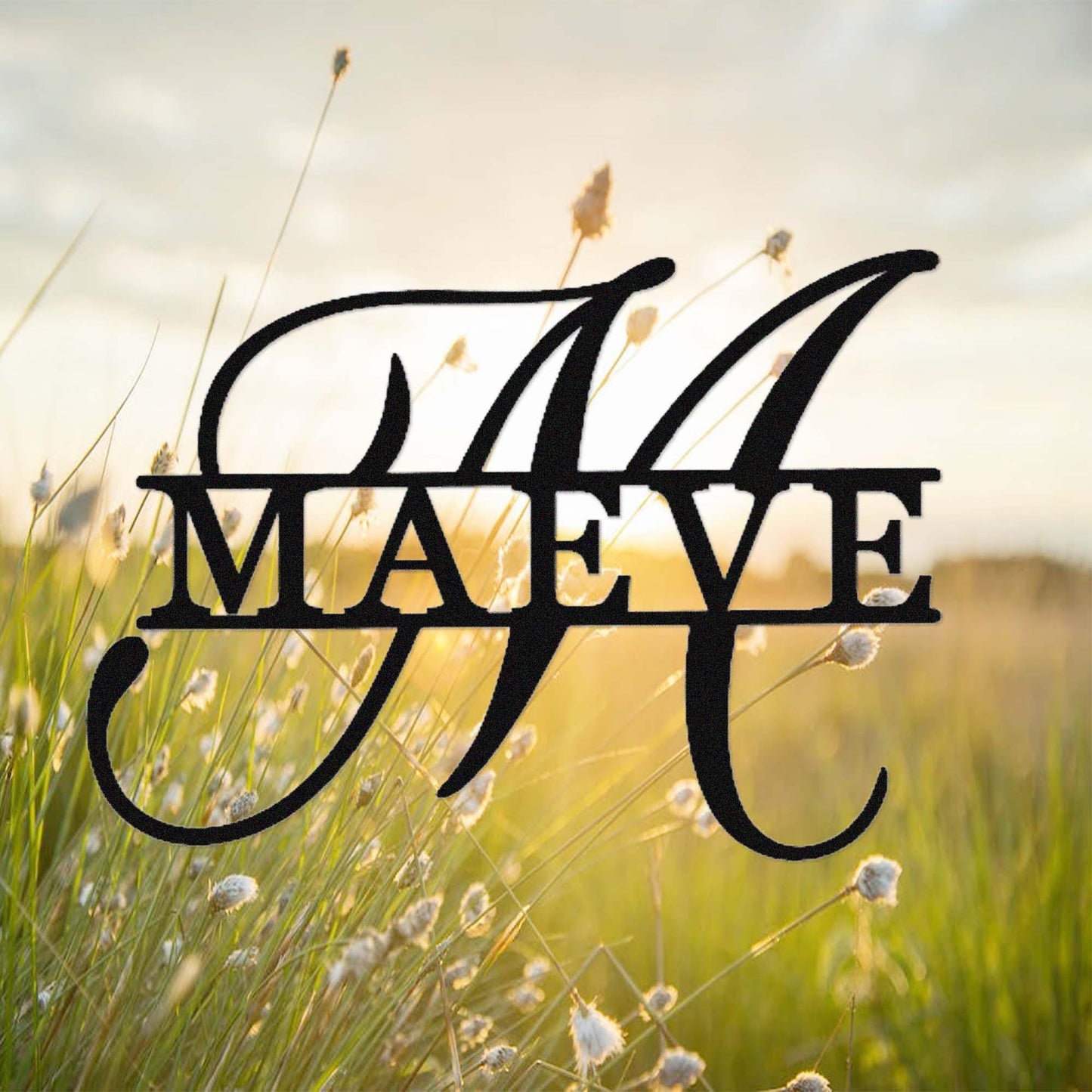 Custom Metal Last Name Sign,Personalized Family Name Sign,Initial Name Sign,Split Monogram Wall Decor,First Home Gift,Metal Home Wall Art