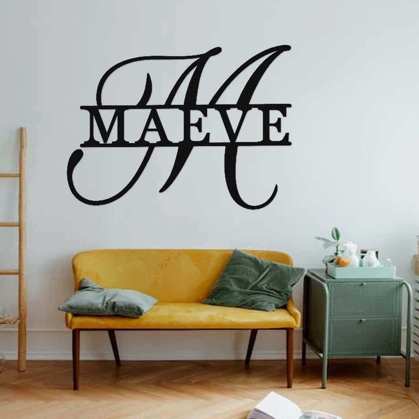 Custom Metal Last Name Sign,Personalized Family Name Sign,Initial Name Sign,Split Monogram Wall Decor,First Home Gift,Metal Home Wall Art