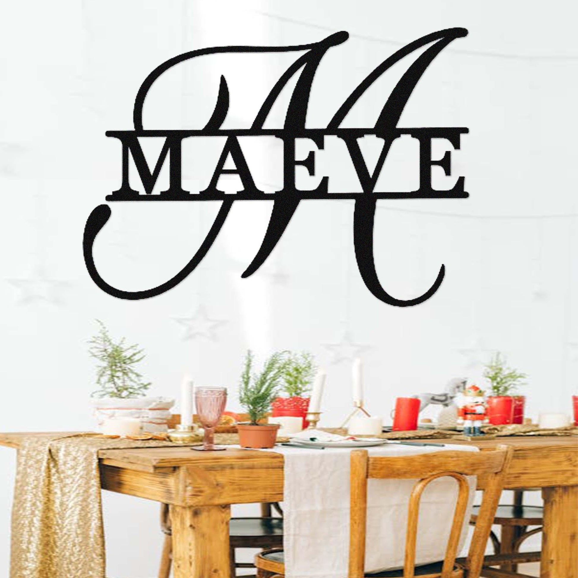 Custom Metal Last Name Sign,Personalized Family Name Sign,Initial Name Sign,Split Monogram Wall Decor,First Home Gift,Metal Home Wall Art