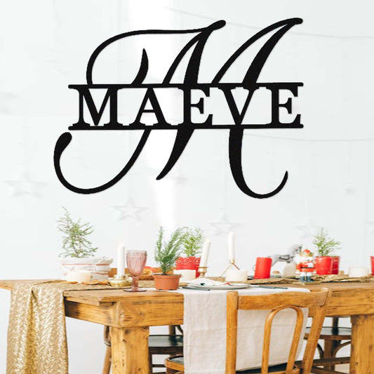 Custom Metal Last Name Sign,Personalized Family Name Sign,Initial Name Sign,Split Monogram Wall Decor,First Home Gift,Metal Home Wall Art