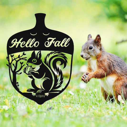 Custom Squirrel Metal Sign,Squirrel House Sign,Personalized Cute Squirrel Sign,Squirrel Door Hanger,Nut House Sign,Happy Fall Sign Decor