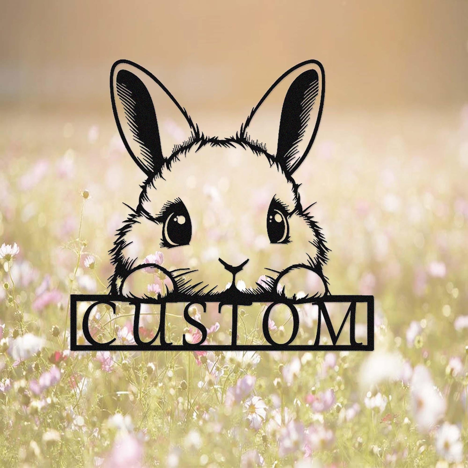 Custom Cute Rabbit Sign,Bunny Metal Wall Art,Personalized Rabbit Name Sign,Peeking Bunny Sign Wall Decor,Bunny Nursery Decor,Hutch Cage Sign