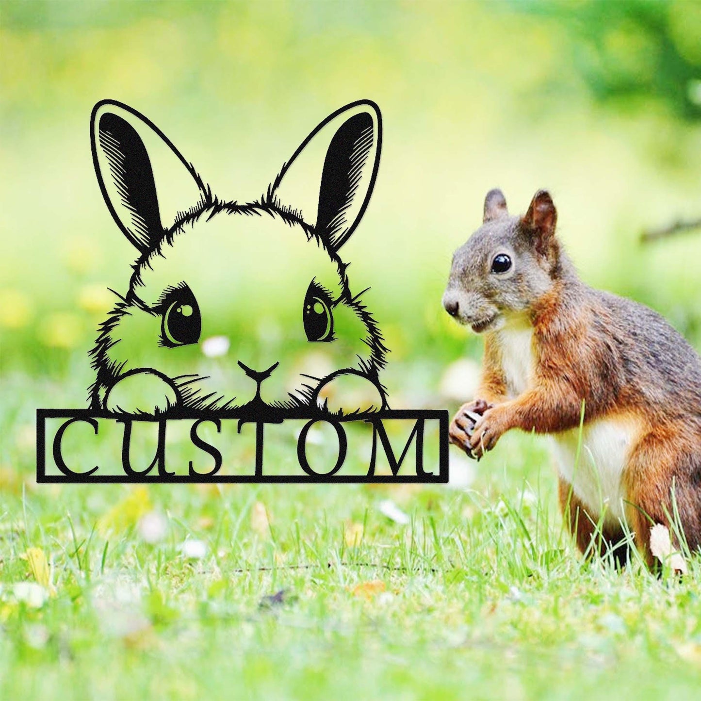 Custom Cute Rabbit Sign,Bunny Metal Wall Art,Personalized Rabbit Name Sign,Peeking Bunny Sign Wall Decor,Bunny Nursery Decor,Hutch Cage Sign