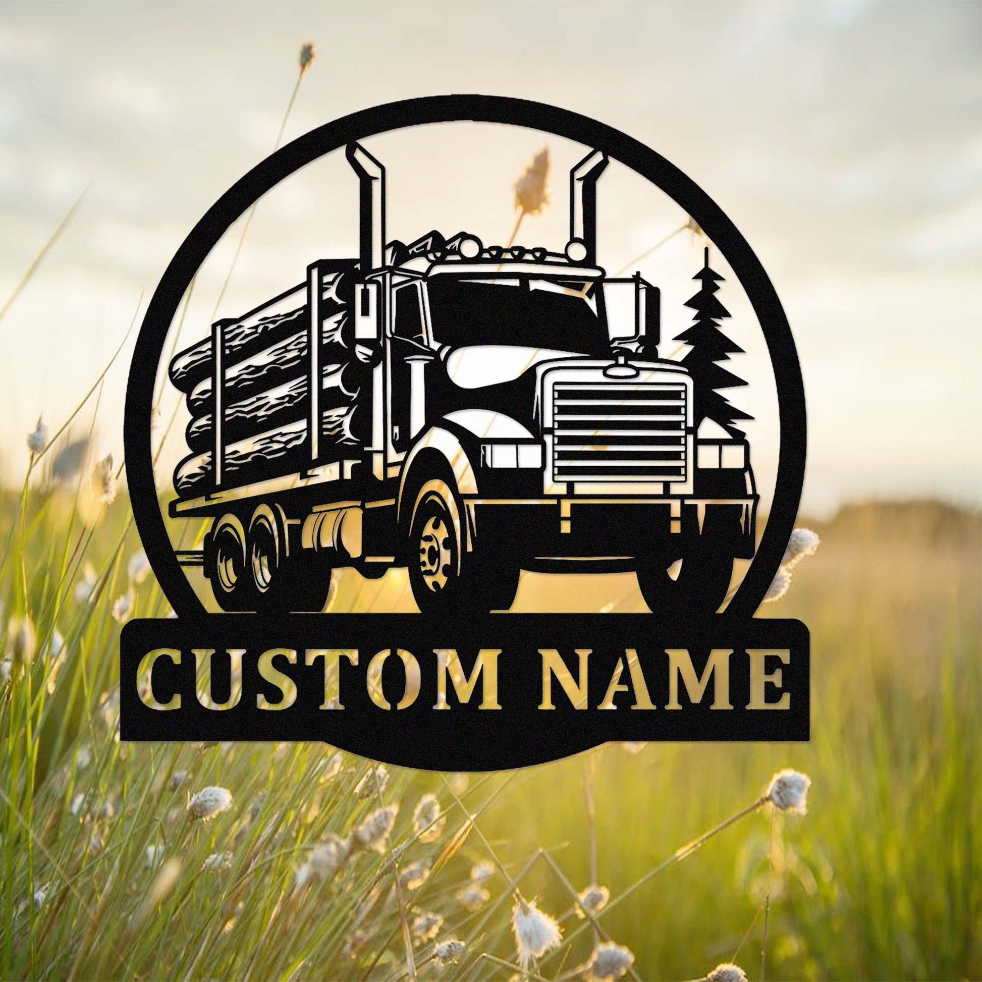 Custom Logging Truck Metal Sign,Personalized Logging Truck Driver Name Sign,Trucker Home Decor,Logging Semi Truck Wall Art,Man Cave Sign