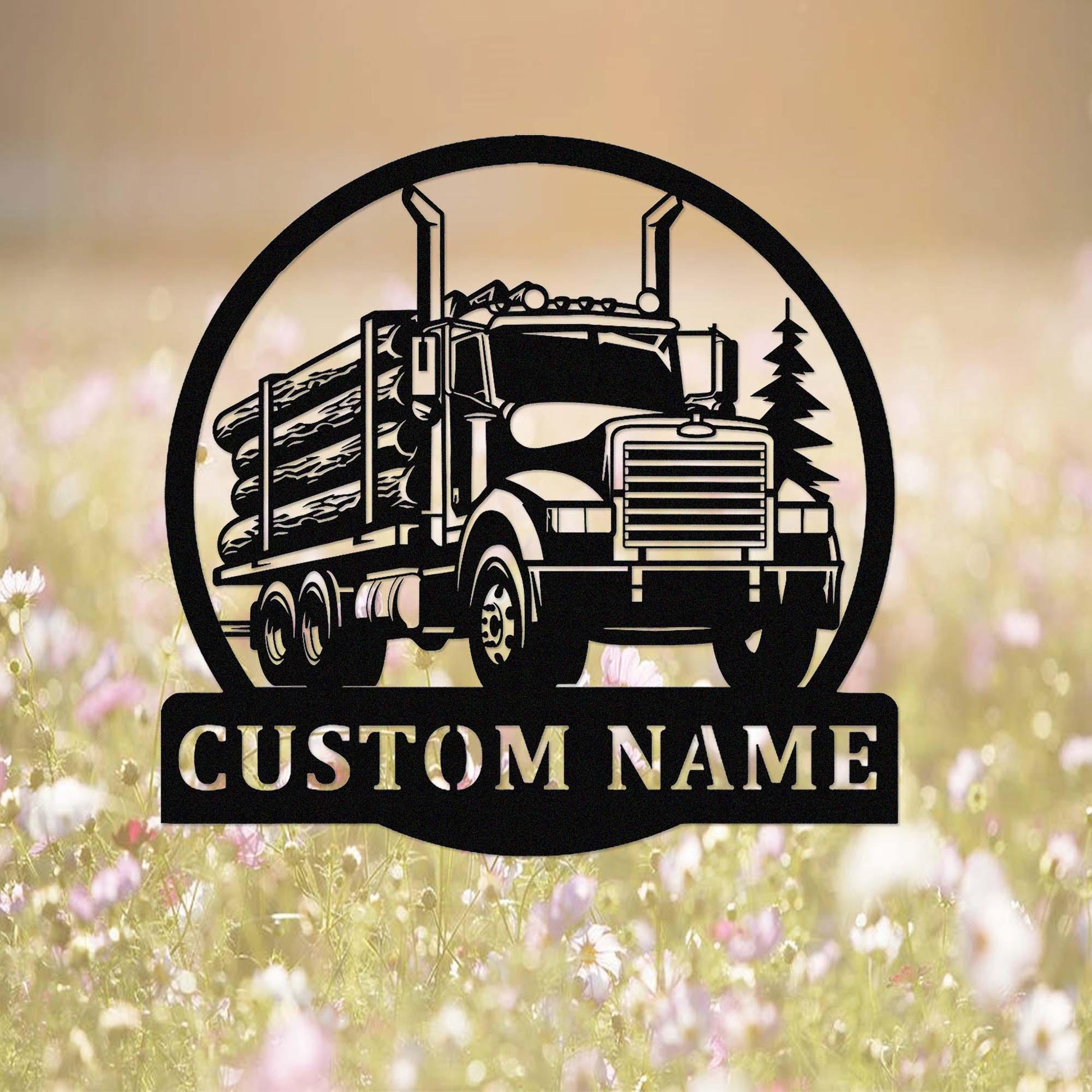 Custom Logging Truck Metal Sign,Personalized Logging Truck Driver Name Sign,Trucker Home Decor,Logging Semi Truck Wall Art,Man Cave Sign