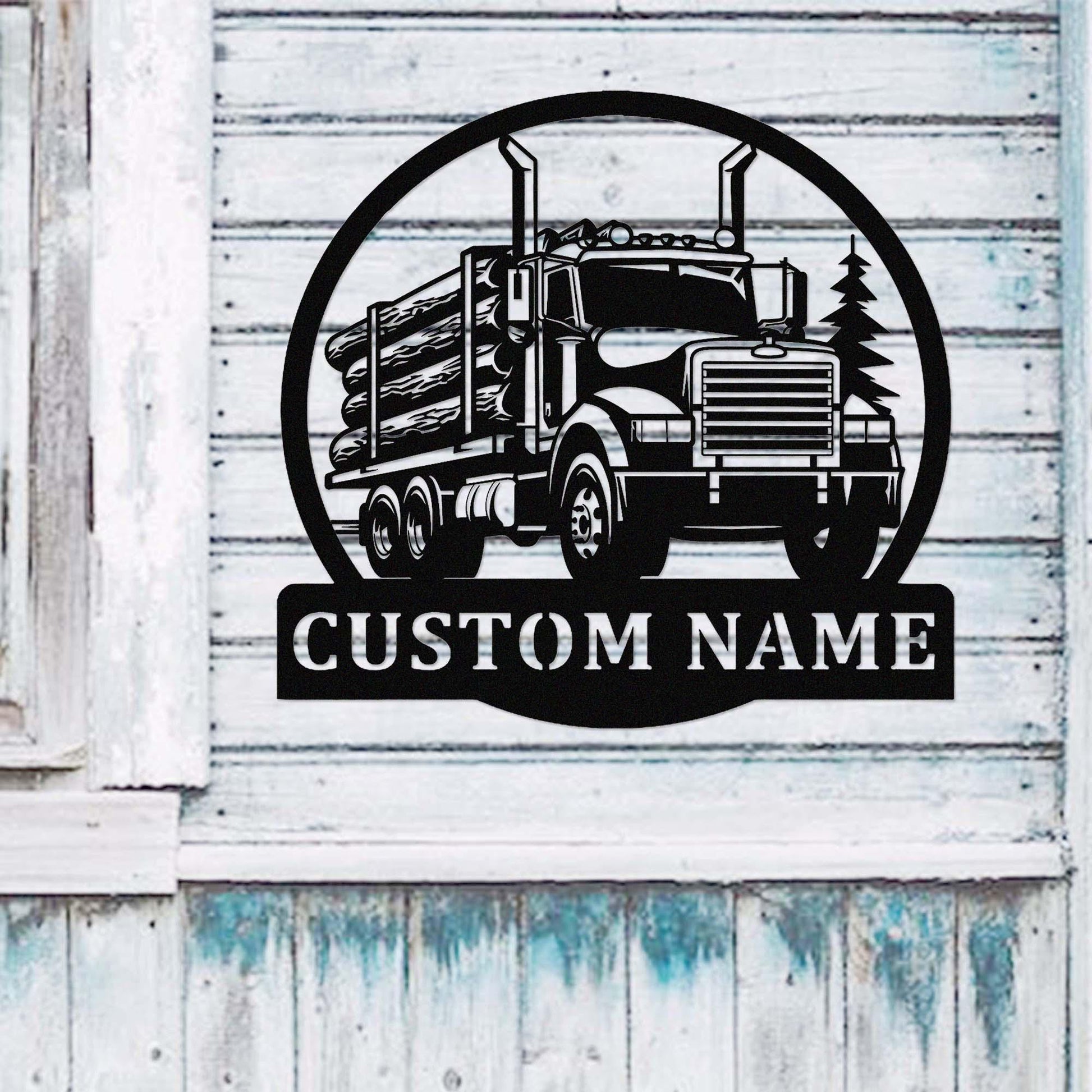 Custom Logging Truck Metal Sign,Personalized Logging Truck Driver Name Sign,Trucker Home Decor,Logging Semi Truck Wall Art,Man Cave Sign