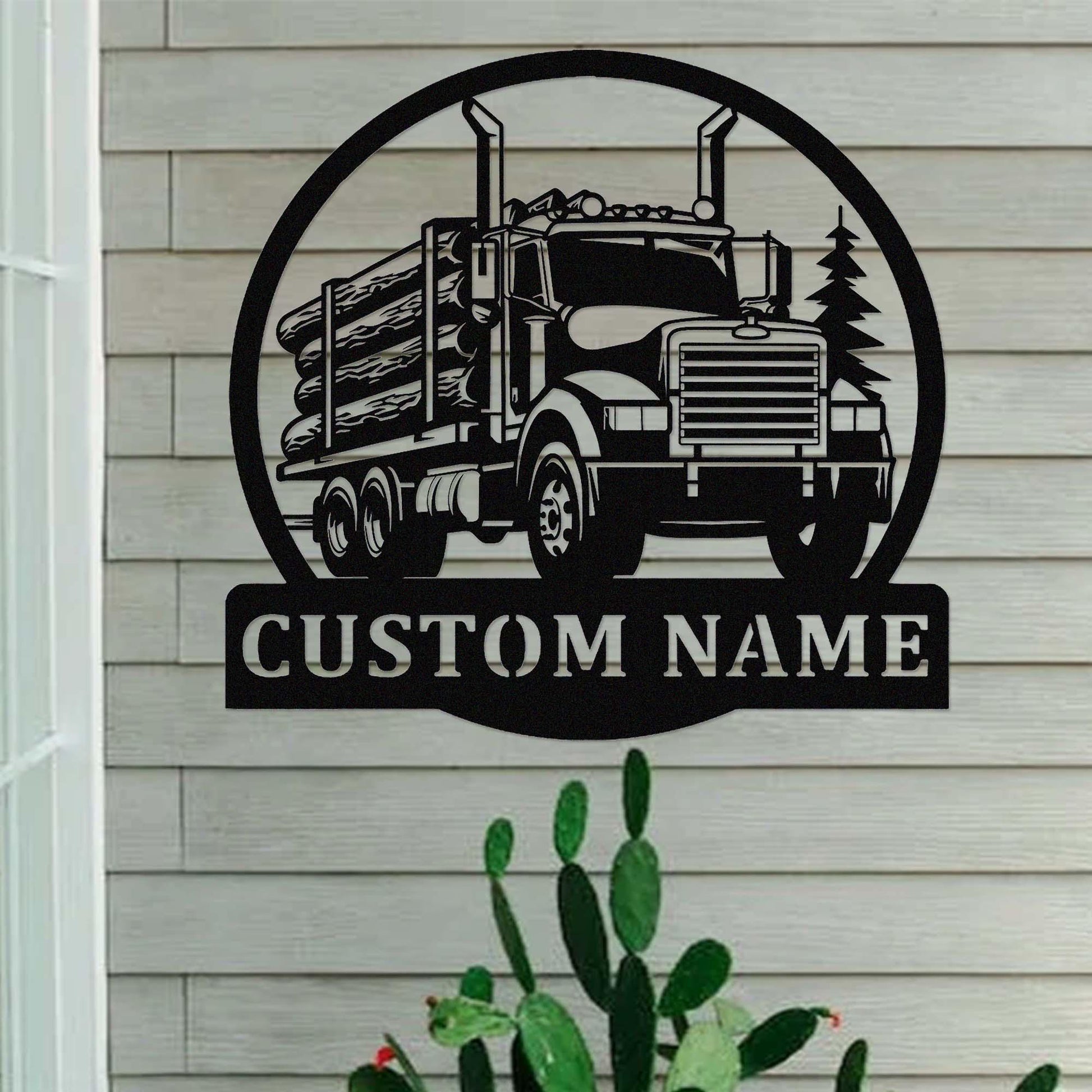Custom Logging Truck Metal Sign,Personalized Logging Truck Driver Name Sign,Trucker Home Decor,Logging Semi Truck Wall Art,Man Cave Sign