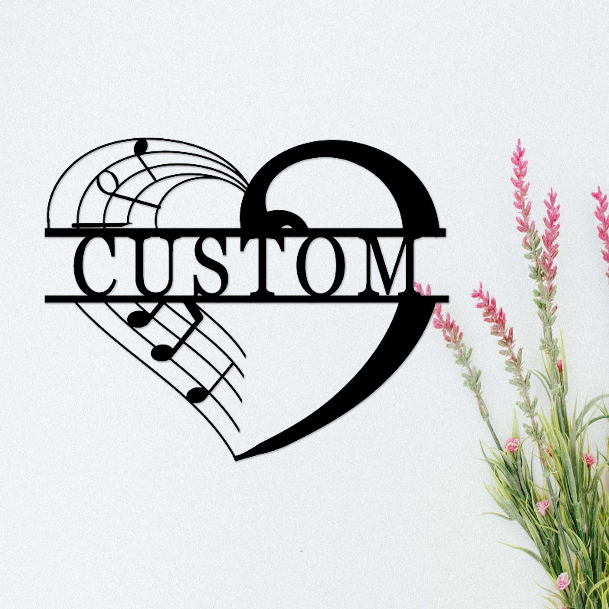 Personalized Music Metal Sign With Heart,Personalized Music Studio Sign,Music Notes Wall Art,Custom Music Teacher Name Sign,Music Room Decor